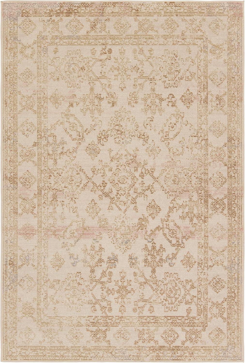 Handmade Ivory Medallion Wool and Synthetic Rug 2'-6" x 4'