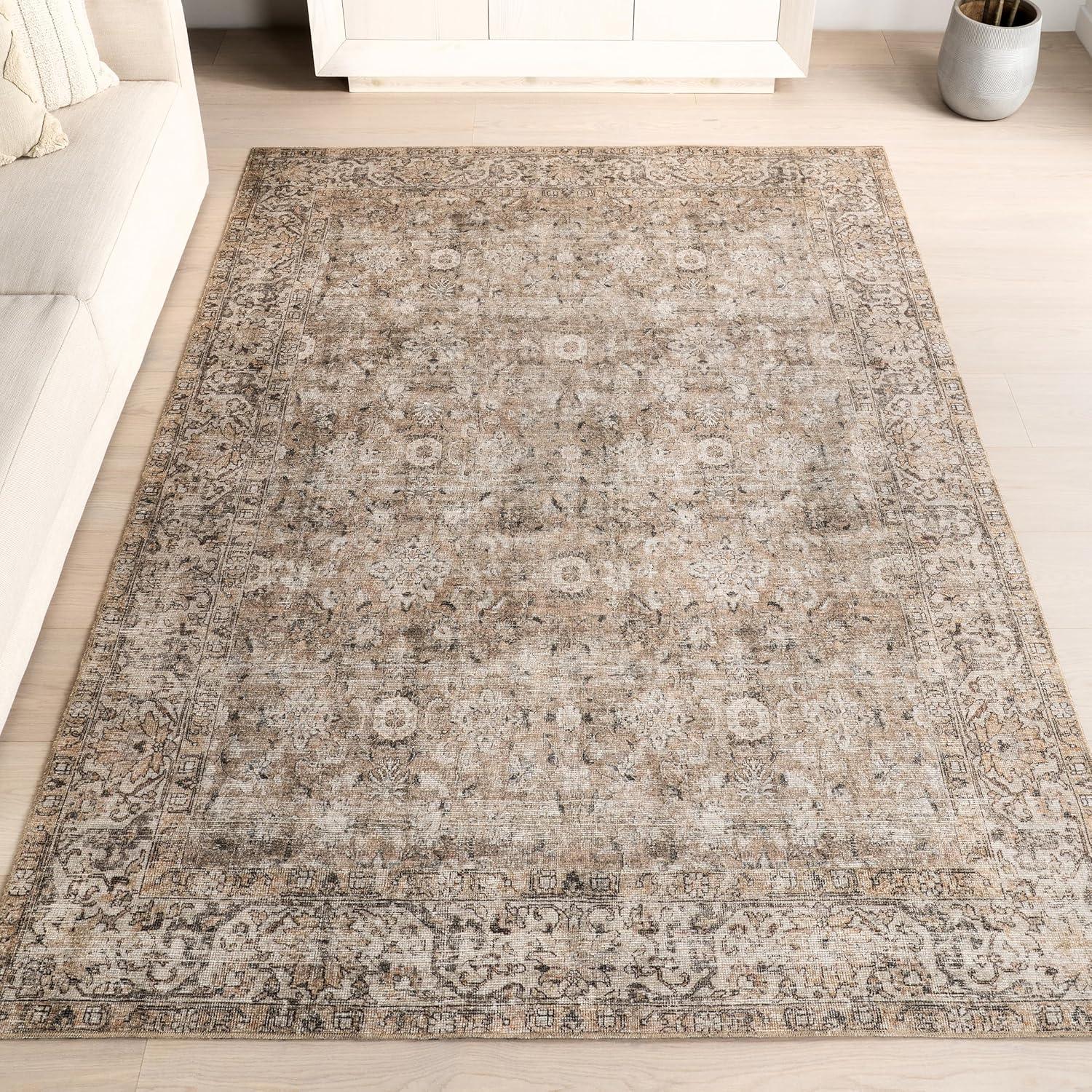 Hillstone Dark Beige Rectangular Synthetic Area Rug