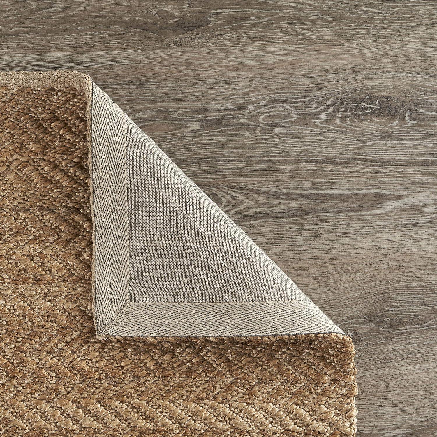 LR Home 5x8 Scalloped Natural Jute Indoor Area Rug for Home Decor | Classic Rugs for Bedroom, Living Room, Playroom, Entryway | Modern Farmhouse Boho Area Rug for Room Decor | Tan