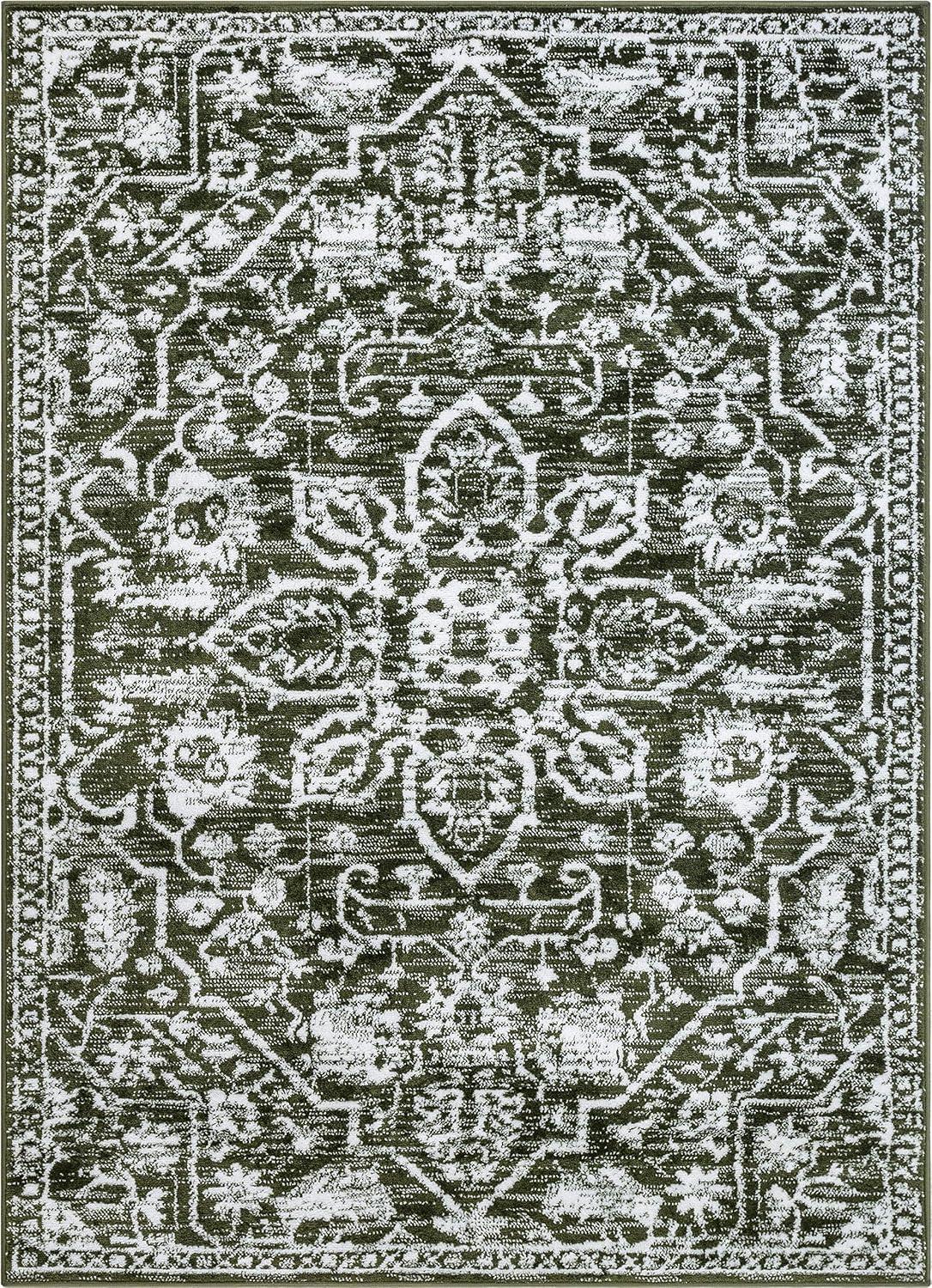 Well Woven Dazzle DISA Vintage Medallion Green Soft 3'11" x 5'3" Area Rug