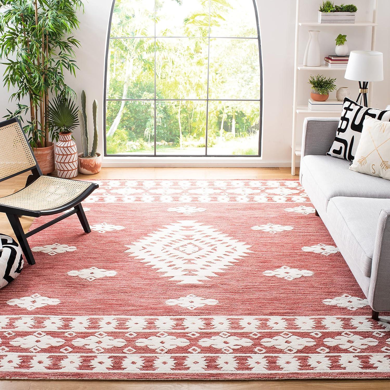 Aspen APN550 Hand Tufted Indoor Area Rug - Rust/Ivory - 7'x7' - Safavieh
