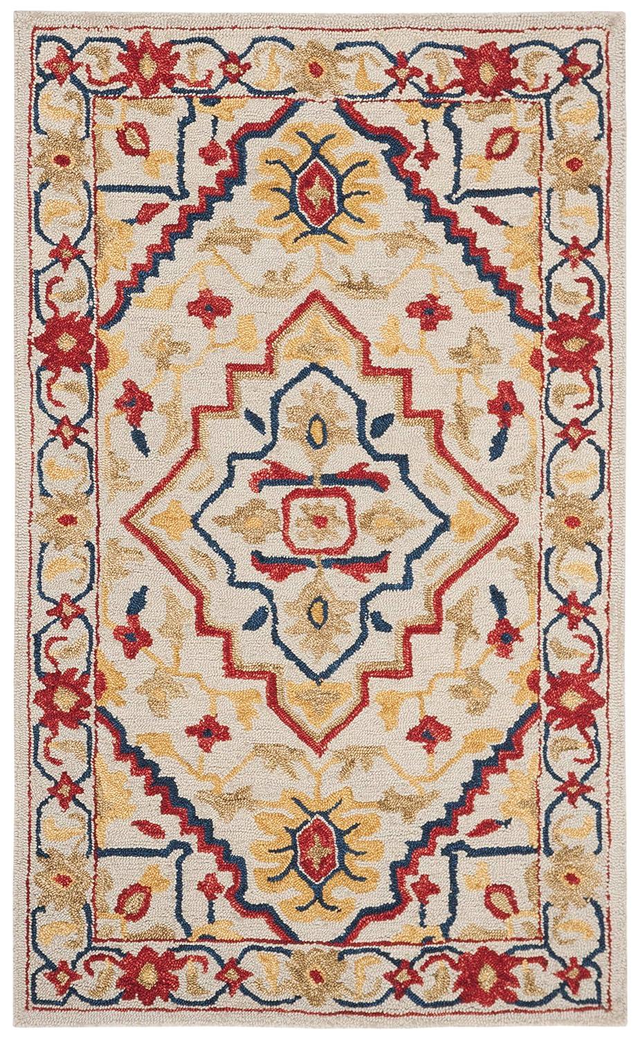 SAFAVIEH Aspen Coco Southwestern Wool Area Rug, Ivory/Multi, 4' x 6'
