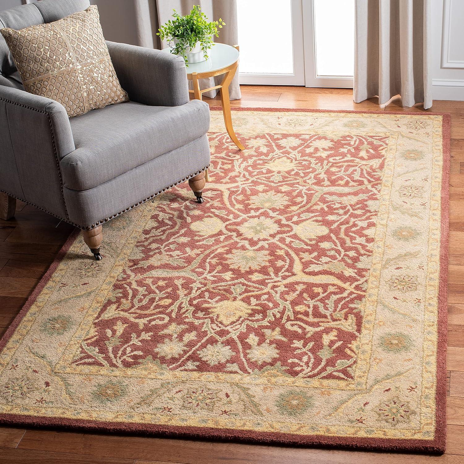 SAFAVIEH Antiquity Toireasa Traditional Floral Wool Area Rug, Rust, 5' x 8'