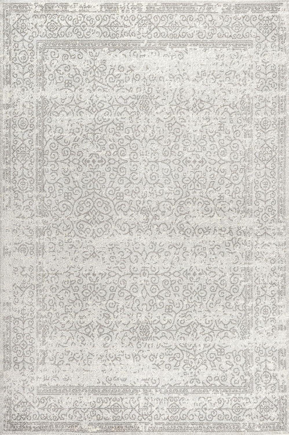 3'x5' Ferro Filigree Charcoal Black and White Area Rug, Gray/Dark Gray - JONATHAN Y