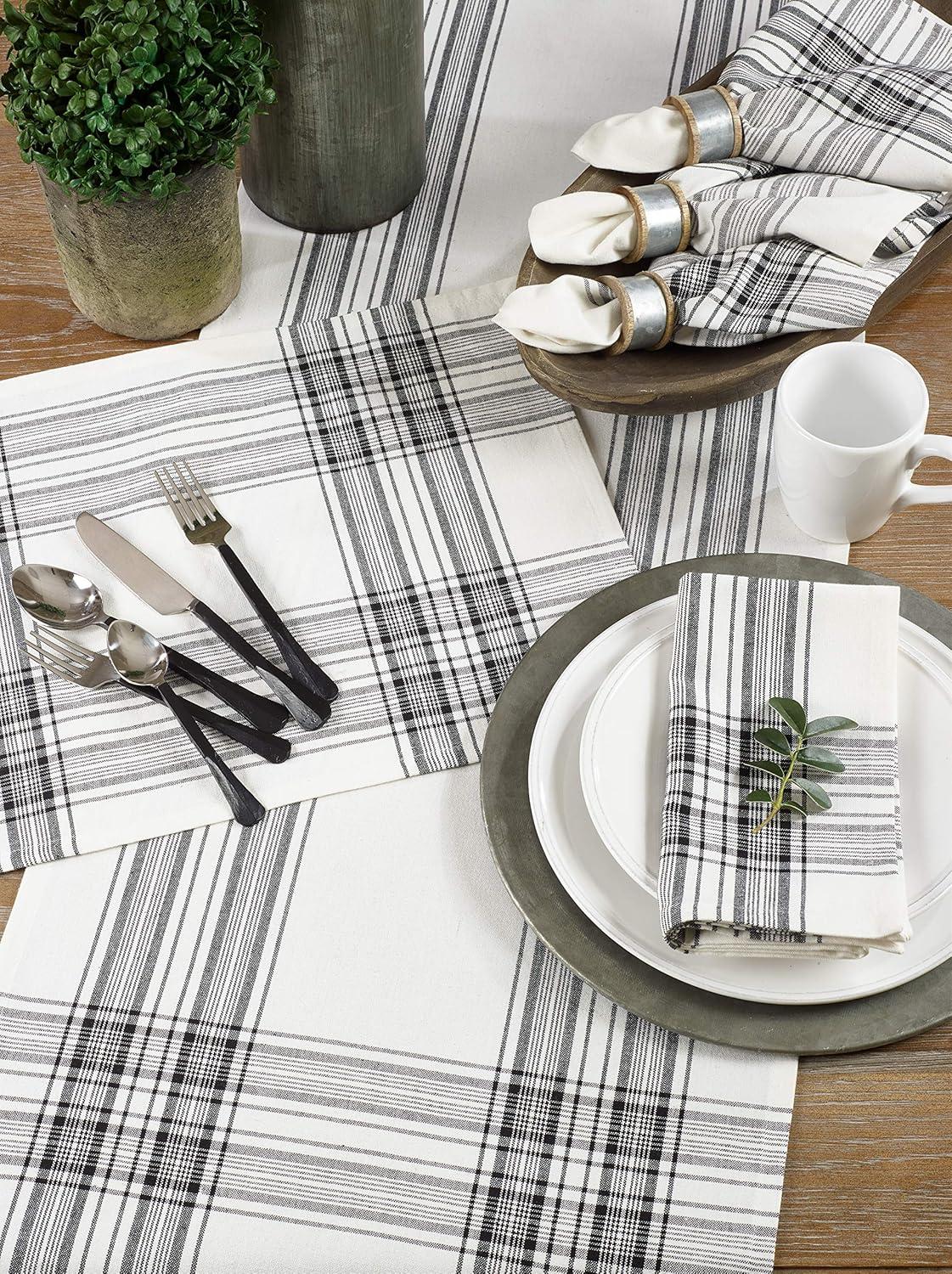 Saro Lifestyle Cotton Table Runner With Plaid Design