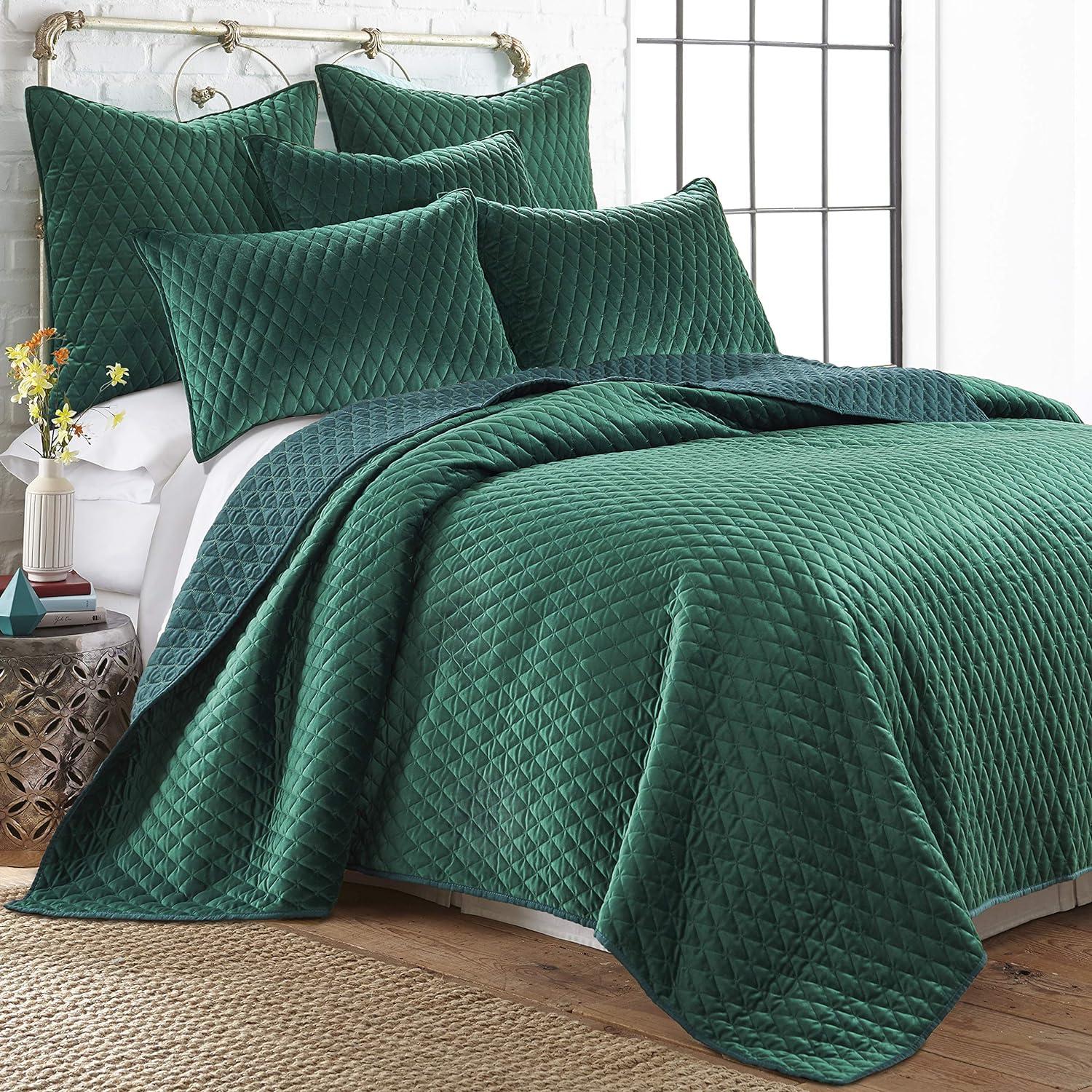 Emerald Green Velvet Full/Queen Reversible Quilt