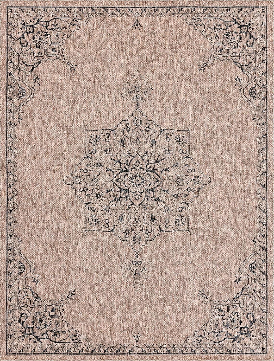 Unique Loom 9' 0 x 12' 2 Rectangle Indoor/Outdoor Traditional Beige Area Rug