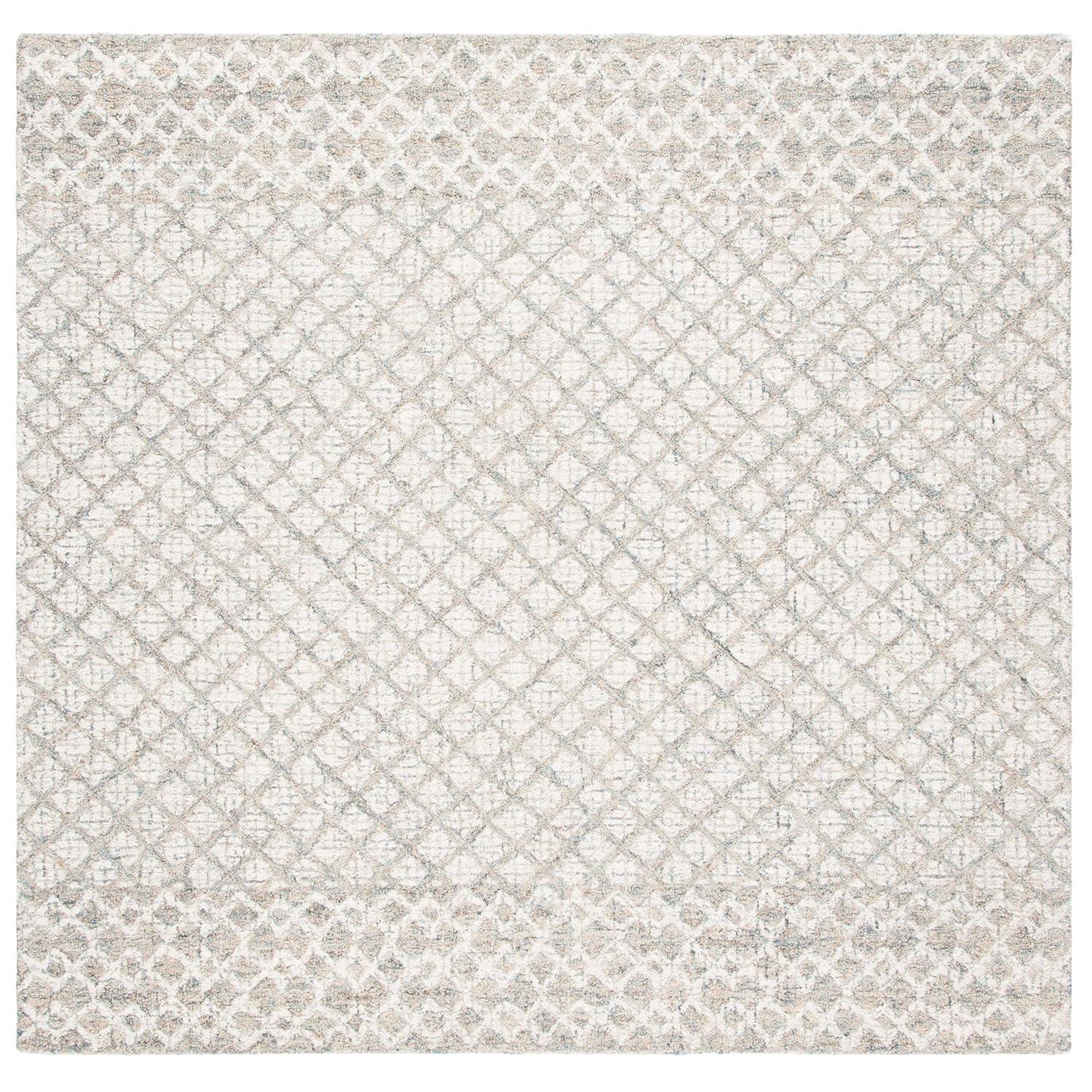 Abstract ABT203 Handmade Indoor Area Rug - Ivory/Grey - 6'x6' - Safavieh