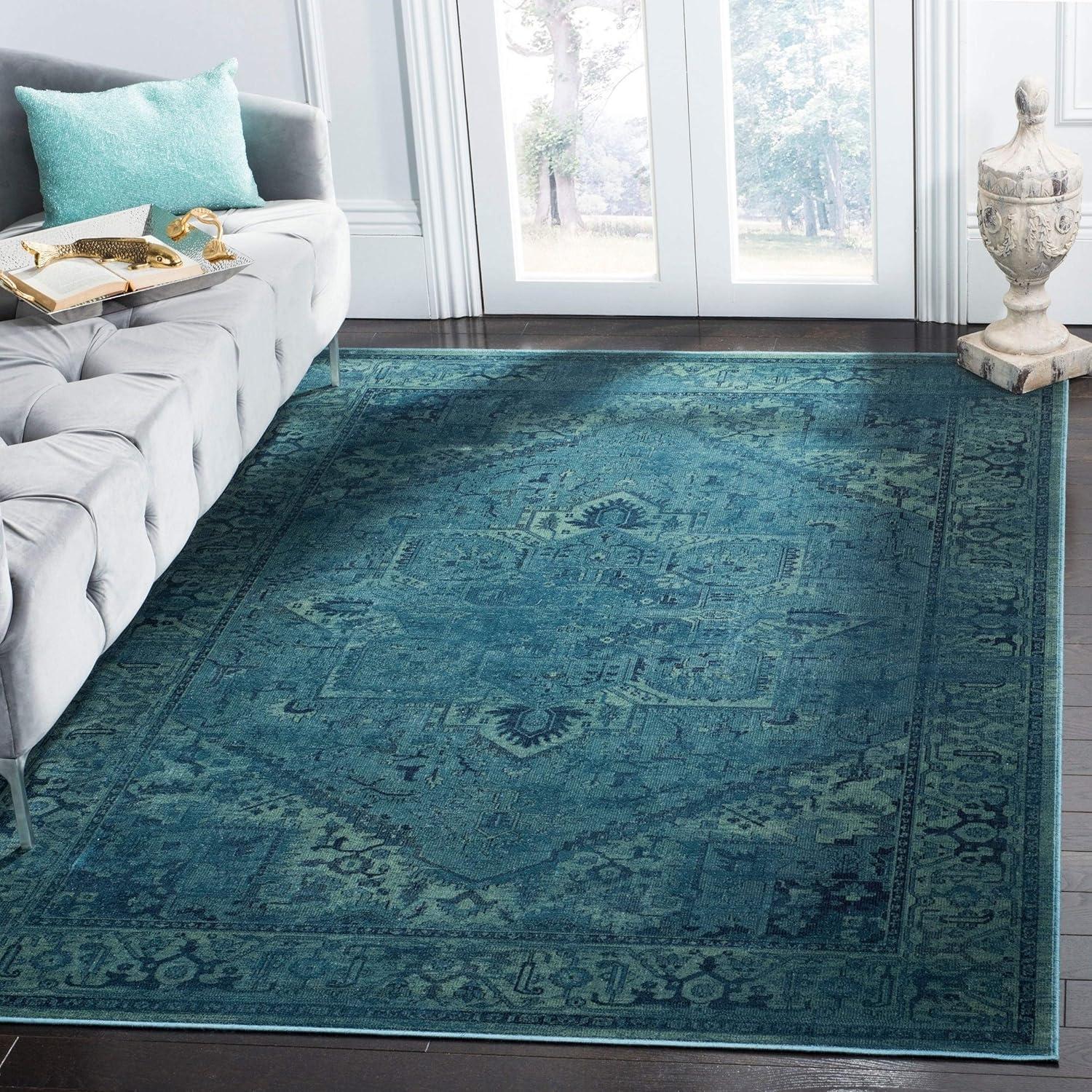 Vintage VTG114 Power Loomed Indoor Skid-Resistant Area Rug - Turquoise - 5'3"x7'6" - Safavieh