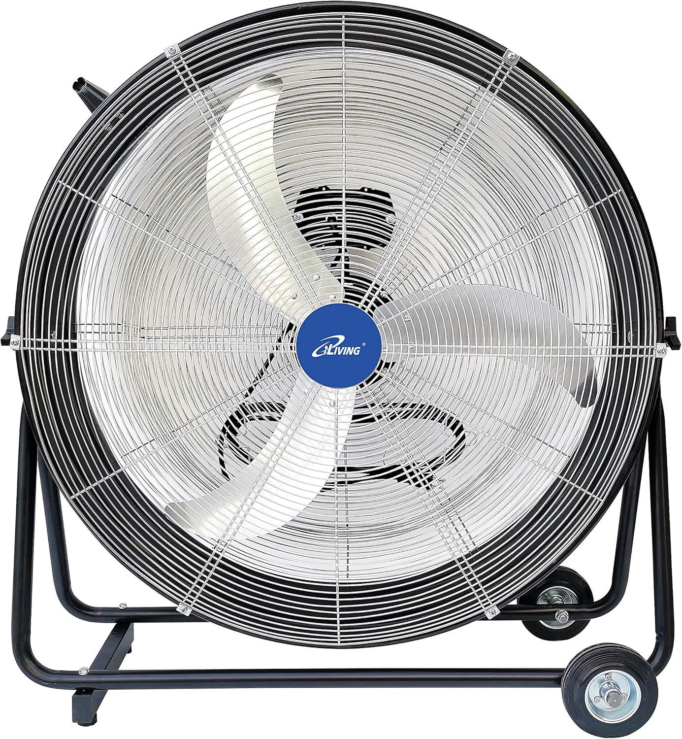 iLIVING 30 Inches High Velocity Drum Fan Industrial, Commercial, (Residential) Air Circulator for Garage, Shop, Patio, Barn, Greenhouse, Speed Control 8300CFM, UL Listed