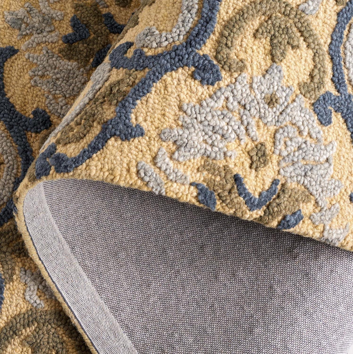 Blossom BLM422 Handmade Tufted Area Rug - Gold/Blue - 4' X 6' - Safavieh