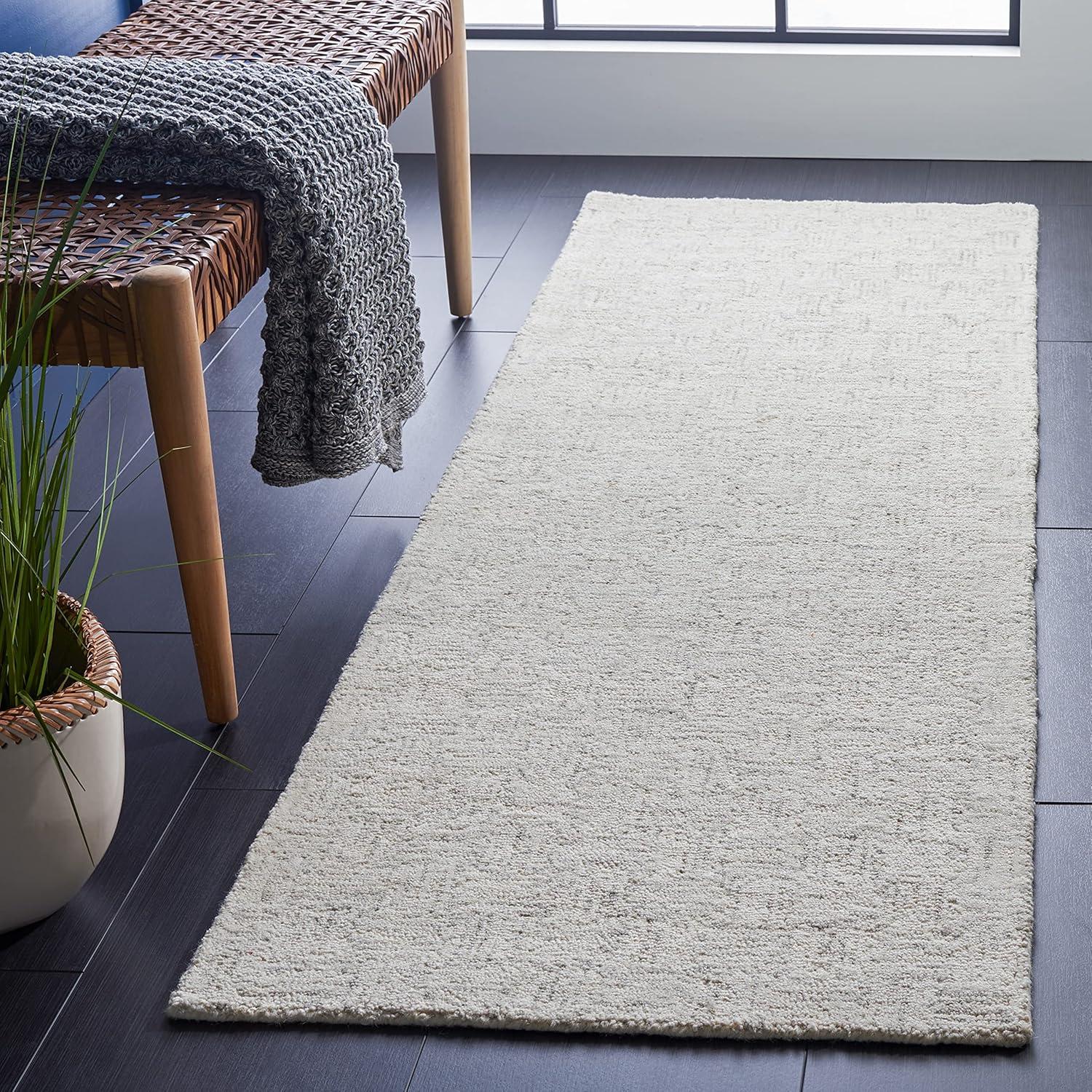 Micro-Loop MLP537 Hand Tufted Indoor Runner Rug - Light Grey/Ivory - 2'3"x9'- Safavieh