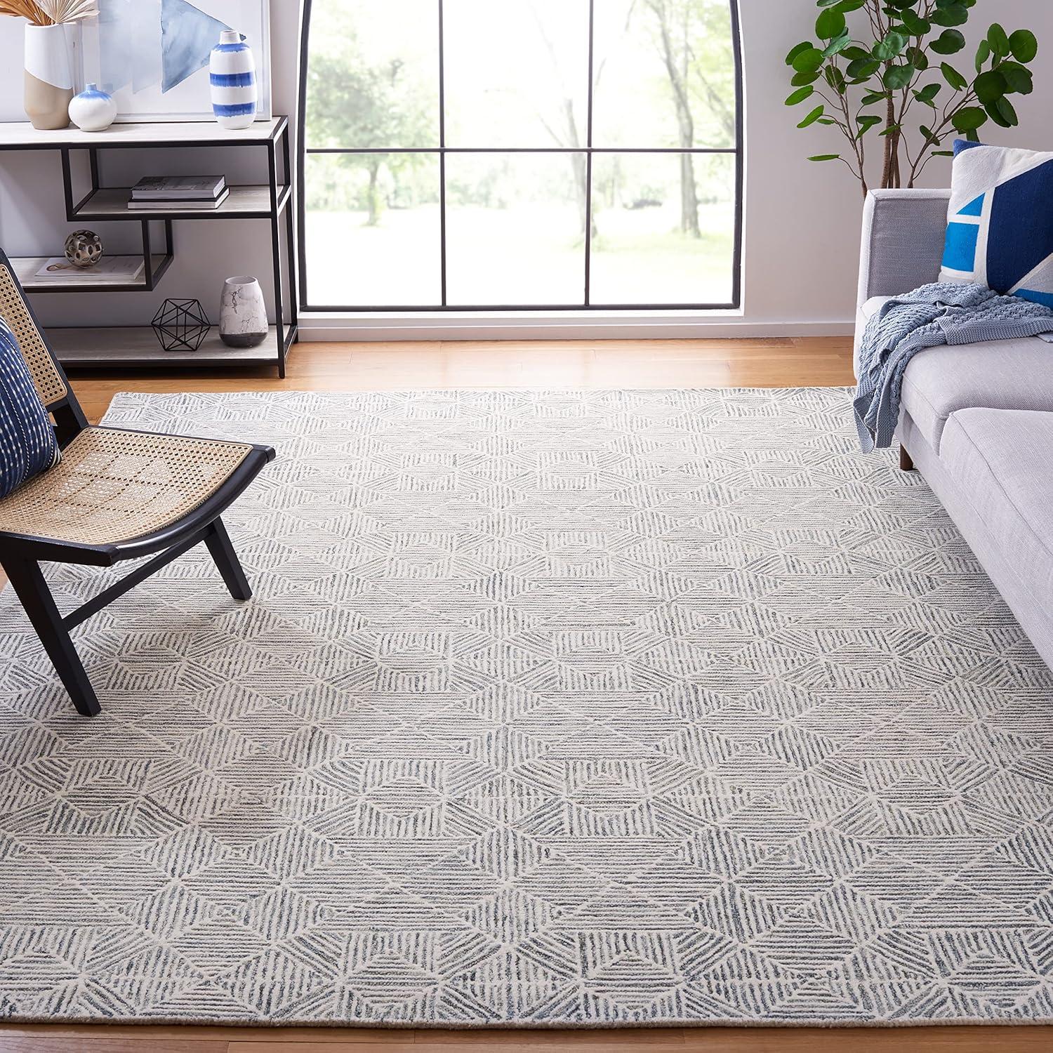 SAFAVIEH Abstract Brock Geometric Wool Area Rug, Light Green, 8' x 10'