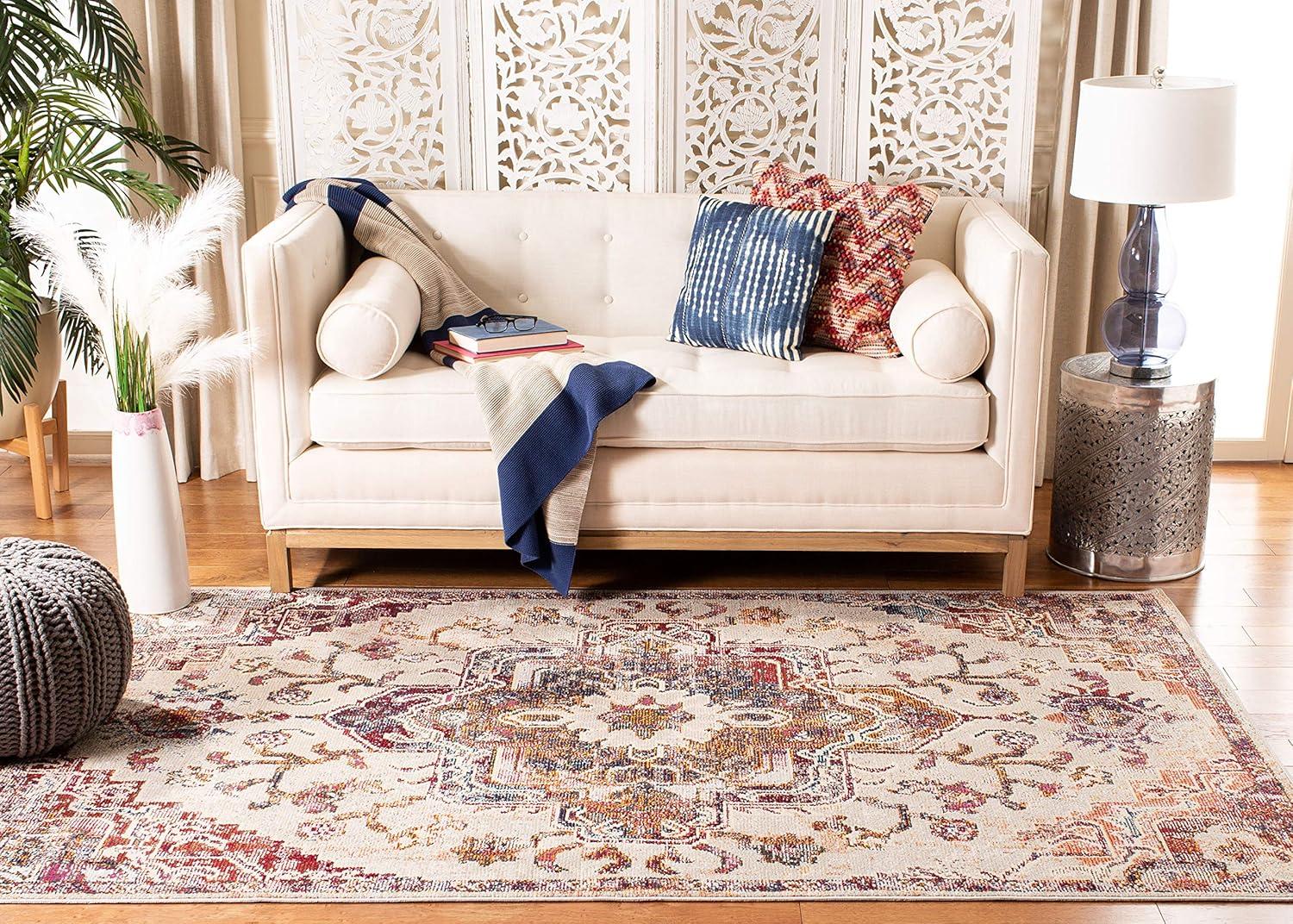 Crystal CRS501 Loomed Indoor Area Rug - Light Blue/Burgundy - 9'x12' - Safavieh