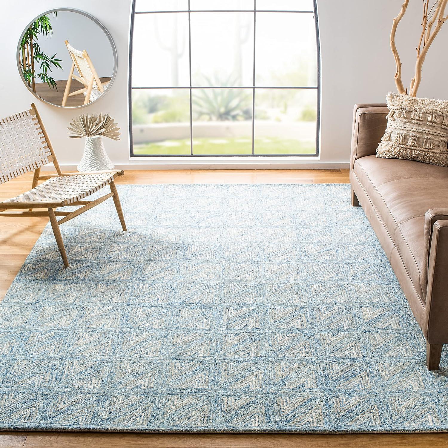 Abstract ABT653 Hand Tufted Area Rug - Blue/Beige - 8'x10' - Safavieh.