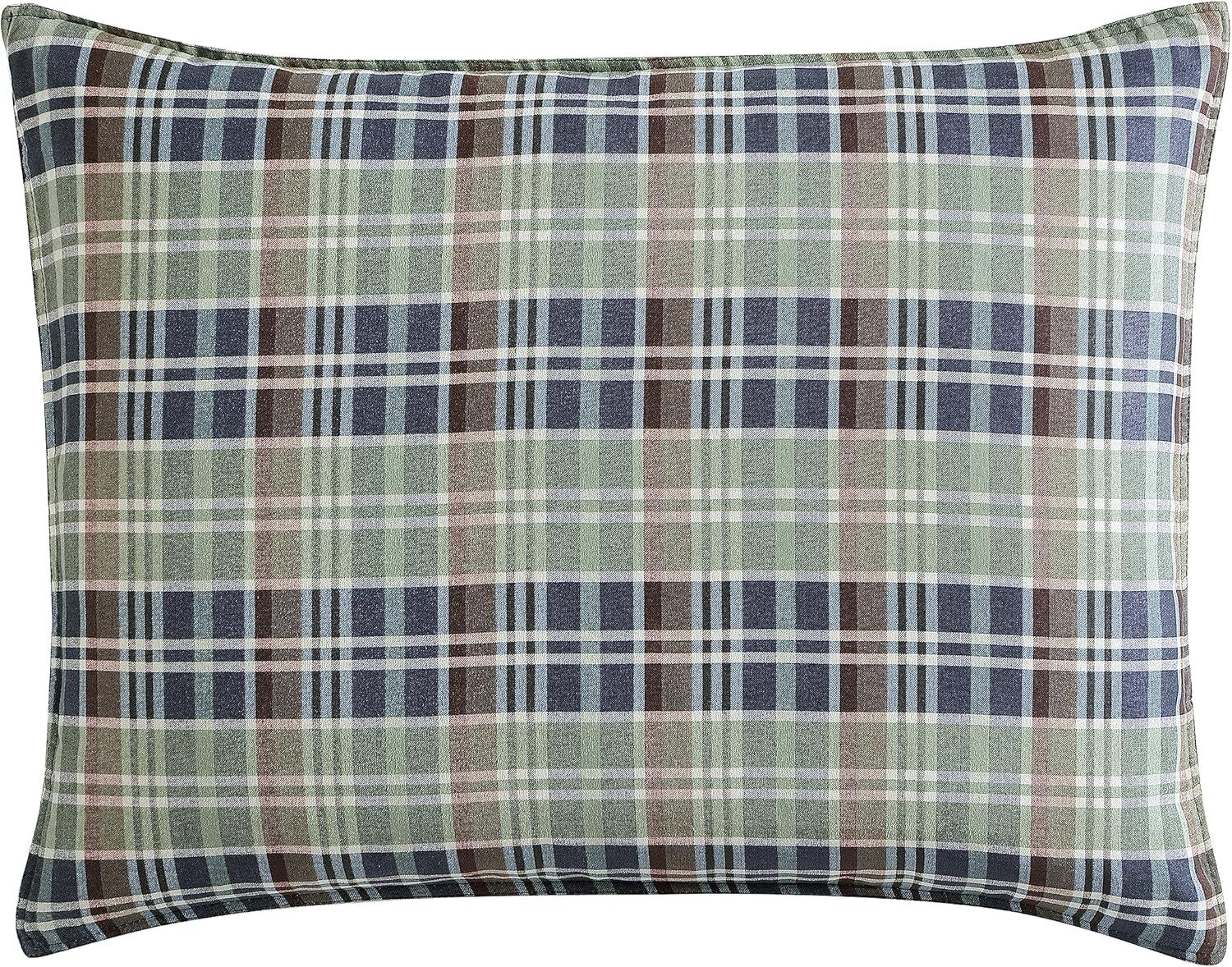 Navy Plaid Twin Reversible Down Comforter Set