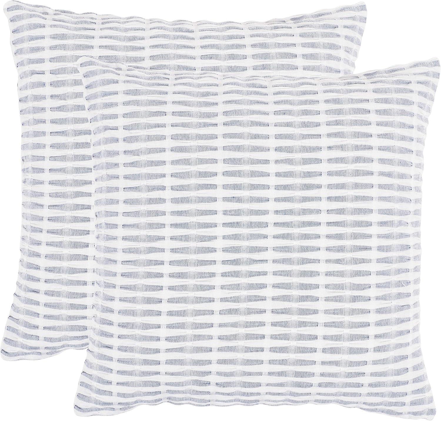 Pleated Please Striped Cotton Pillow Cover