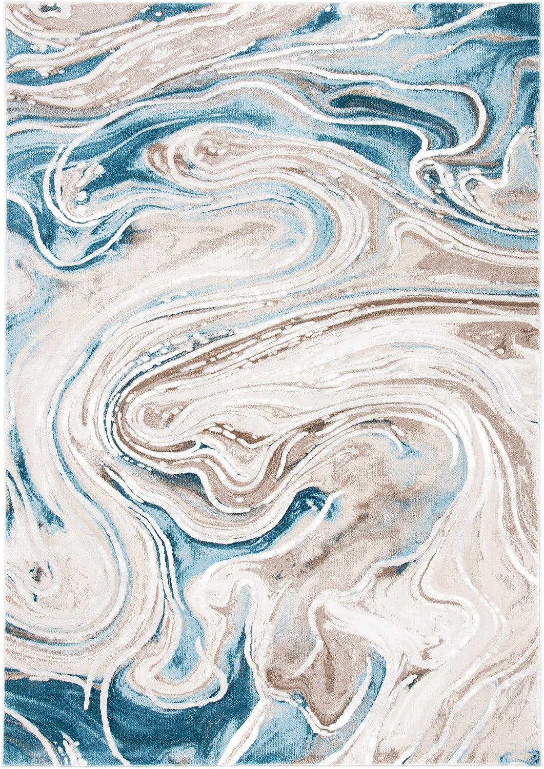 SAFAVIEH Meadow Felicity Wavy Marble Area Rug, Beige/Blue, 9' x 12'