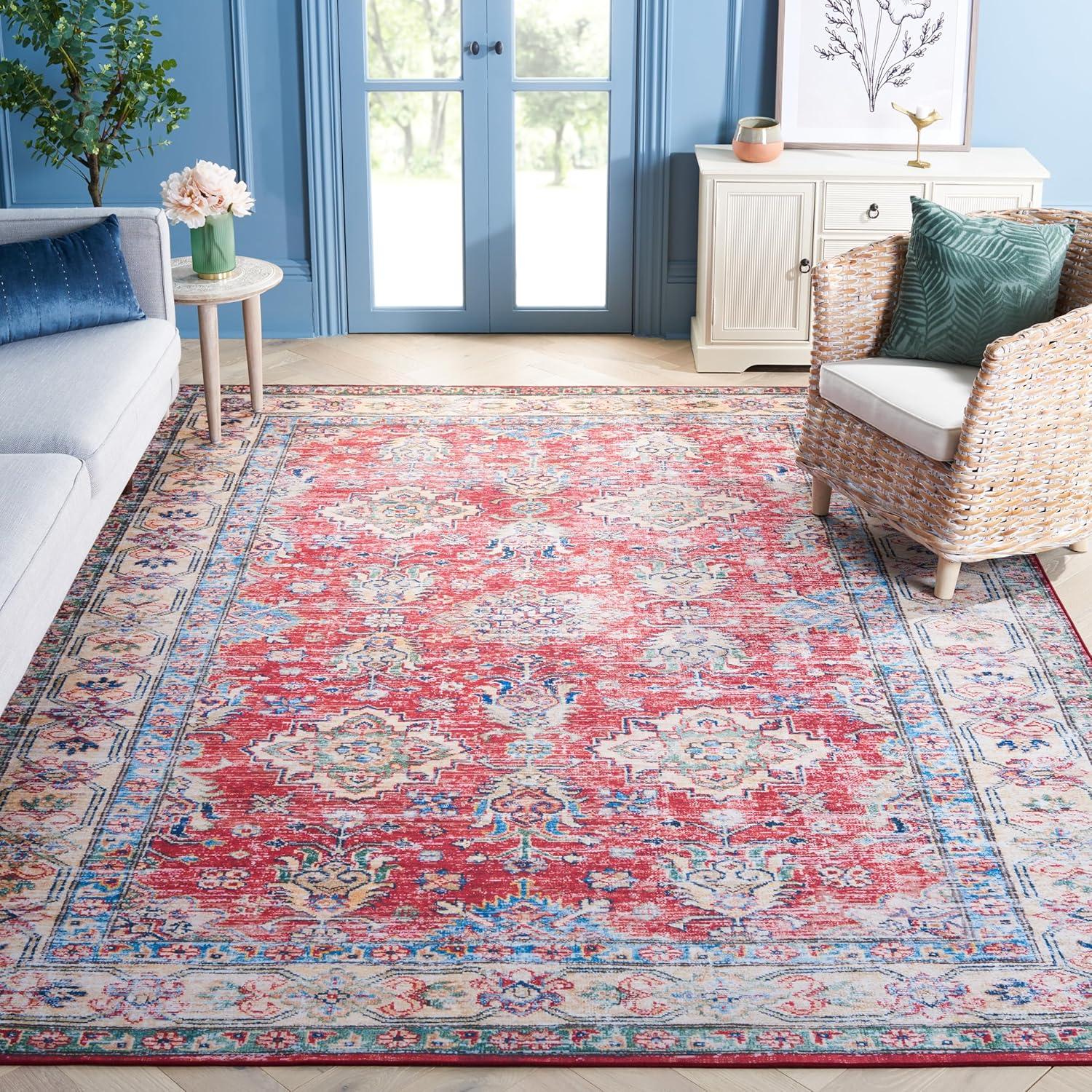 Tucson Vintage Persian TSN196 Power Loomed Machine Washable Skid-Resistant Indoor Area Rug - Rust/Beige - 9'x12' - Safavieh