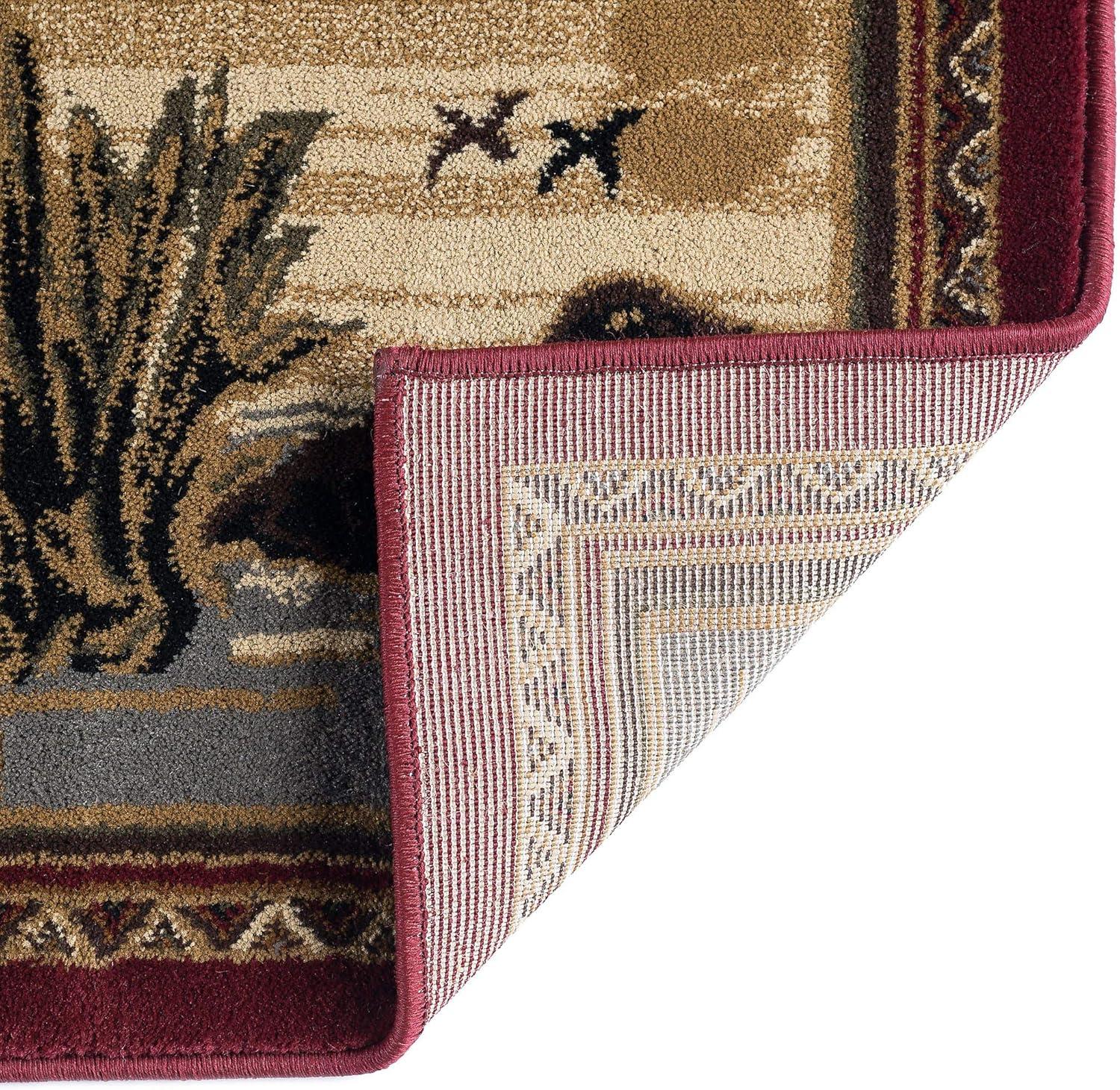 Brown and Black Synthetic Forest Bear Runner Rug, 3x8