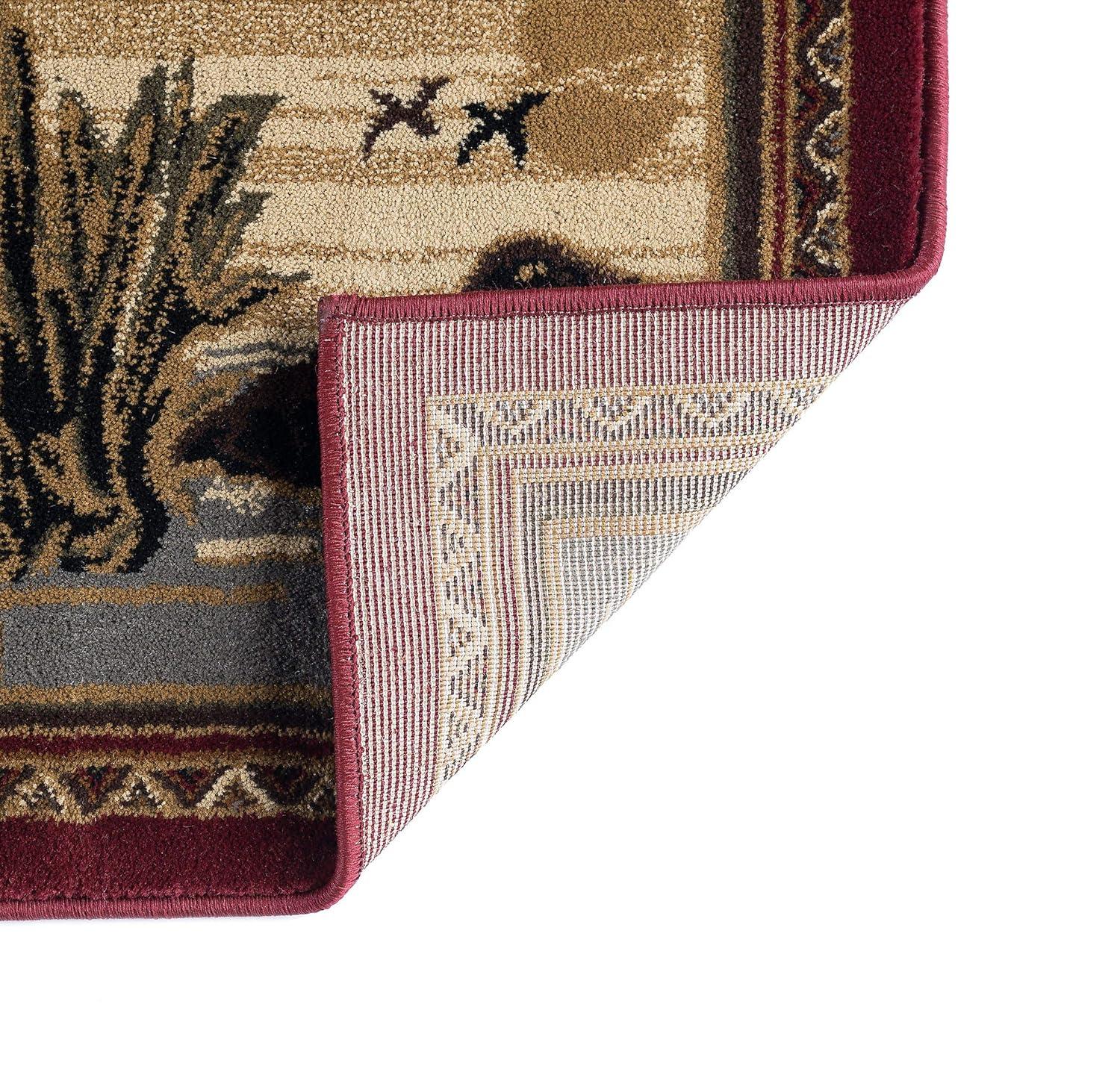 Brown and Black Synthetic Forest Bear Runner Rug, 3x8