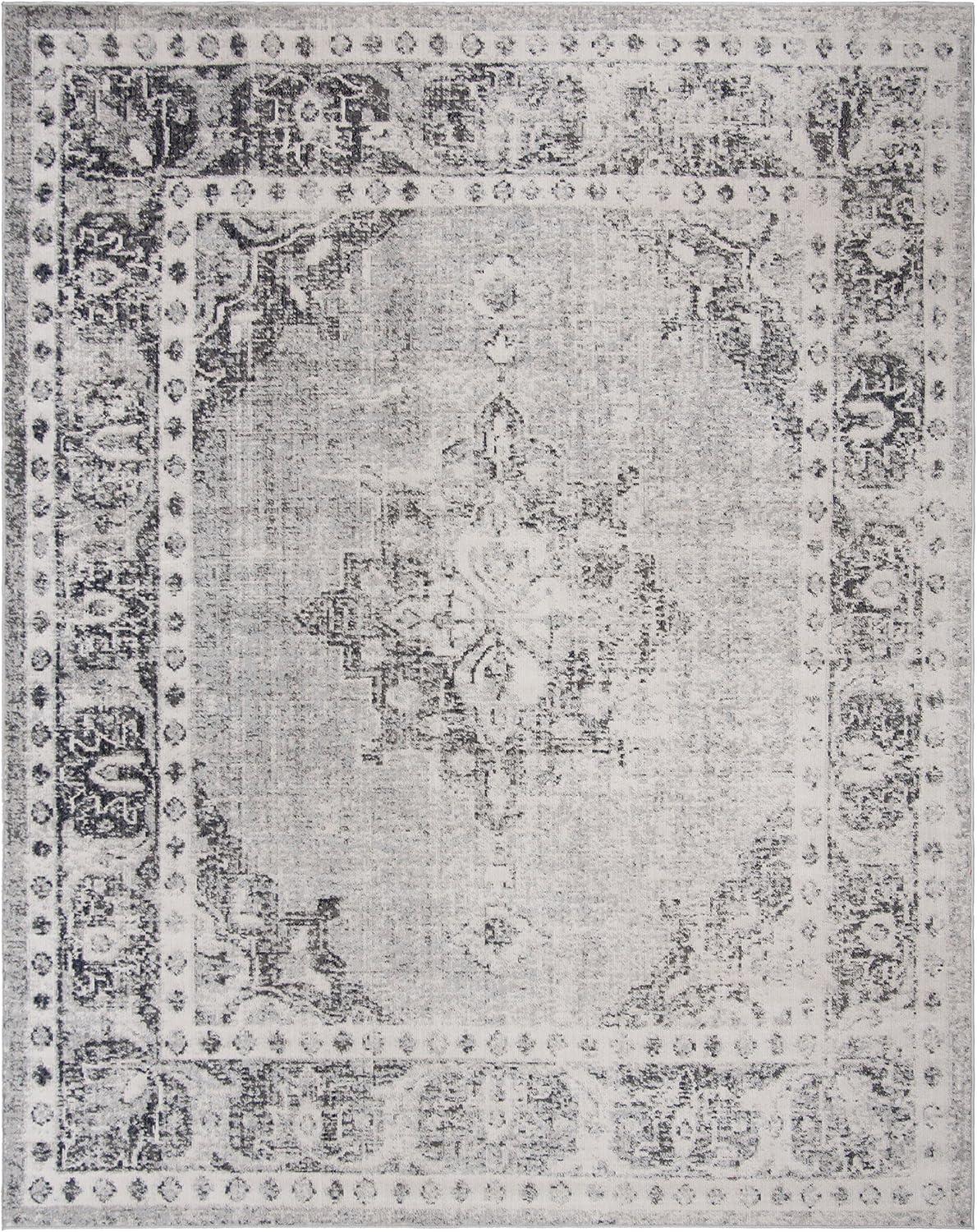 Gray Medallion 8' x 10' Easy-Care Synthetic Area Rug