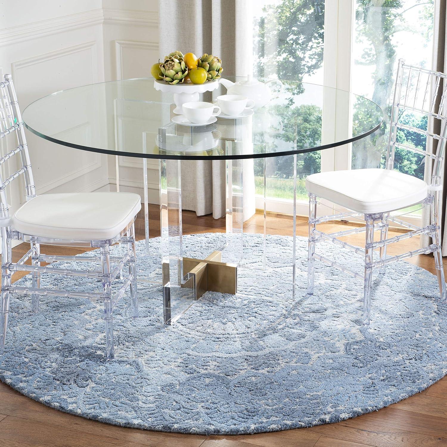 Marquee MRQ110 Hand Tufted Indoor Area Rug - Blue/Ivory - 6' Round - Safavieh