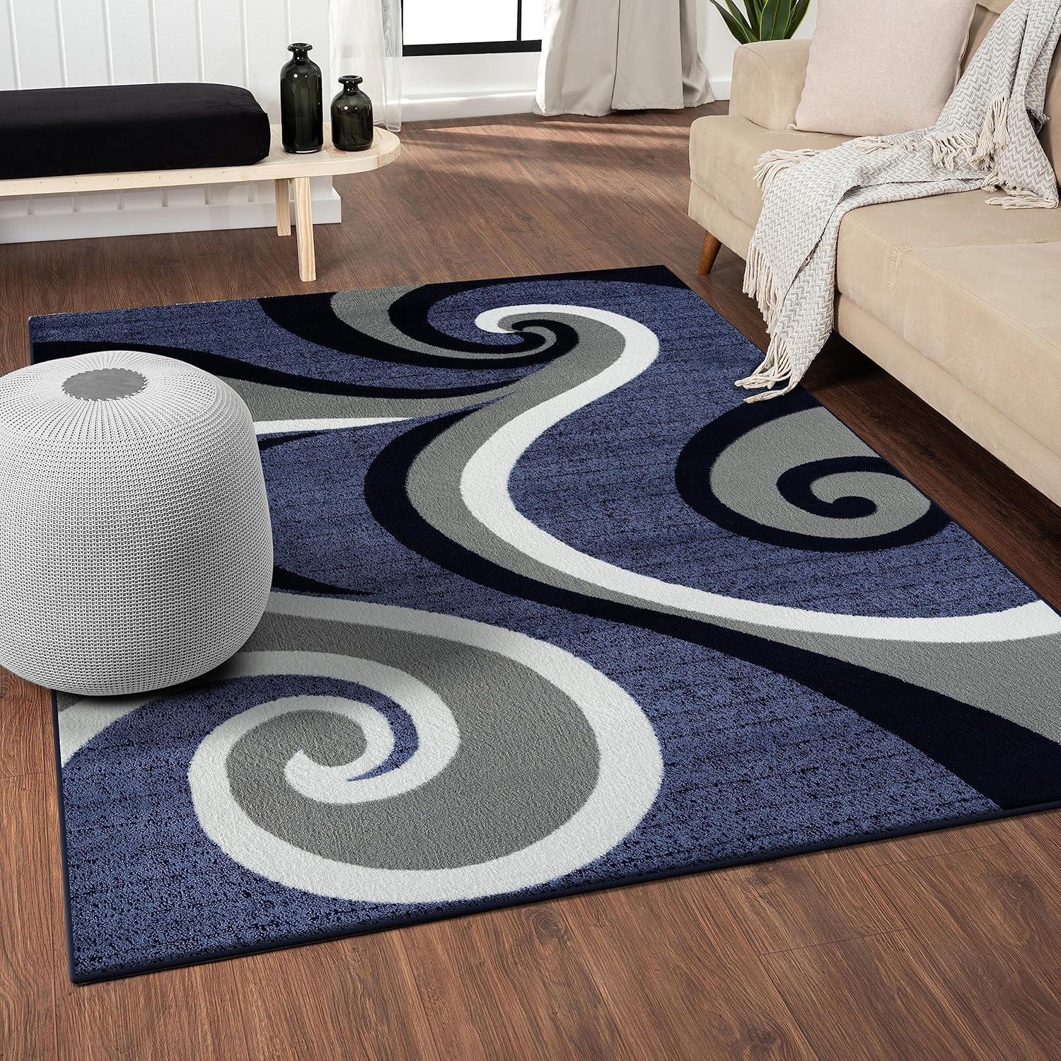 Luxe Weavers Contemporary Abstract Geometric Swirl Area Rug