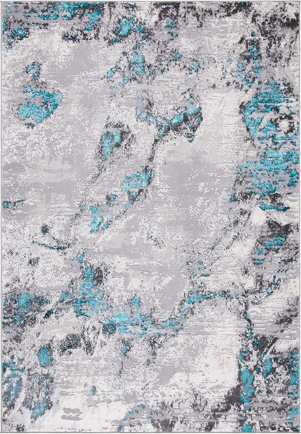 Amelia ALA232 Power Loomed Area Rug - Grey/Turquoise - 4'5"x6'5" - Safavieh.