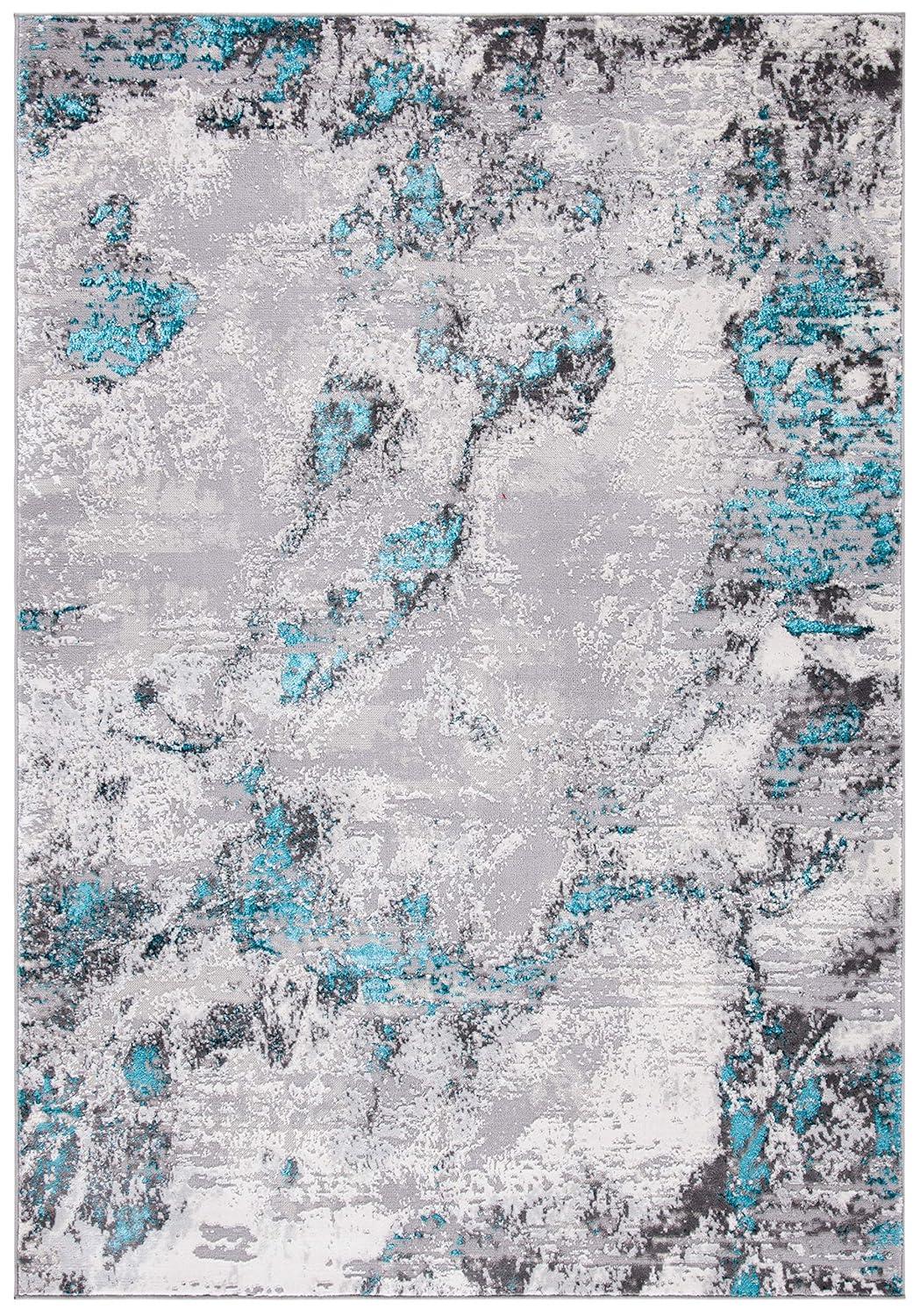 Amelia ALA232 Power Loomed Area Rug - Grey/Turquoise - 4'5"x6'5" - Safavieh.