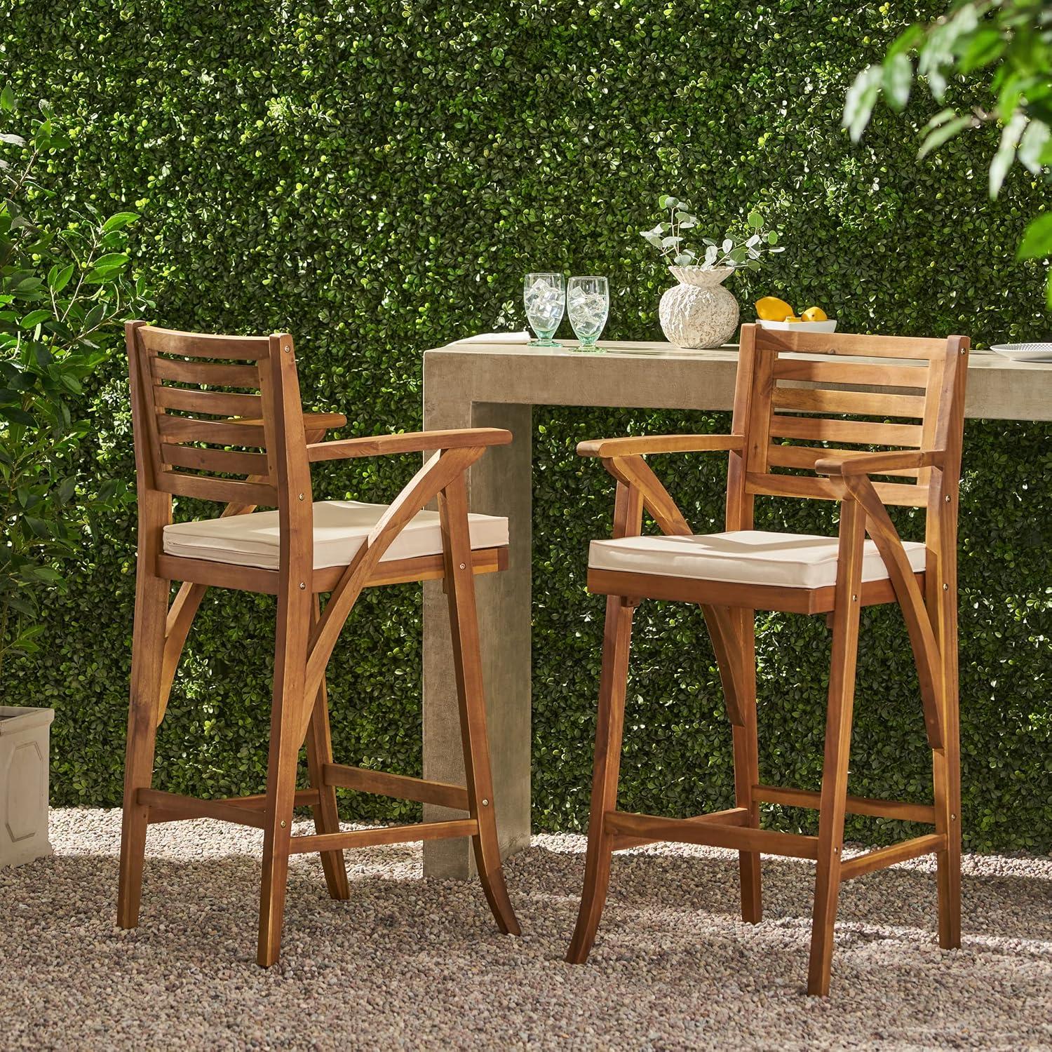 Peper Acacia Outdoor Stool with Cushion