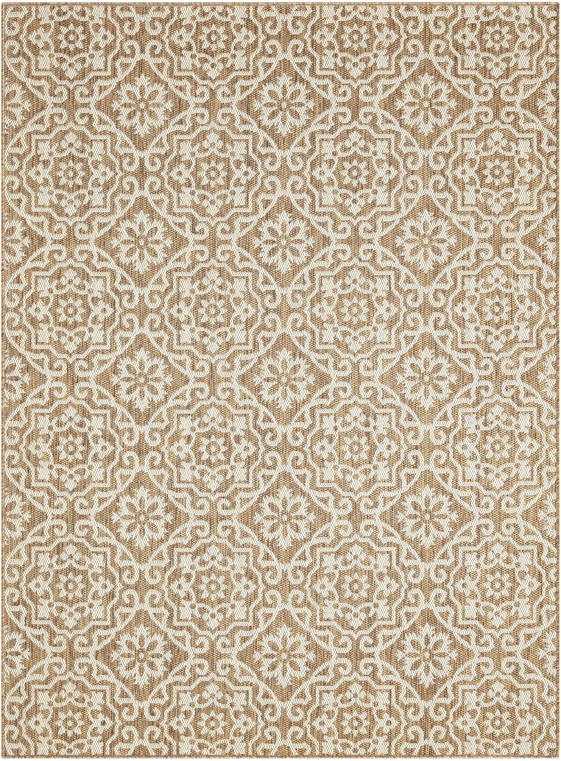 Nicole Miller New York Patio Country Danica Geometric Indoor/Outdoor Area Rug, Brown/Beige