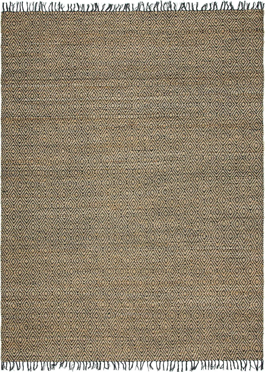 Unique Loom Braided Jute Assam Trellis Indoor Hand Made Fringe Area Rug