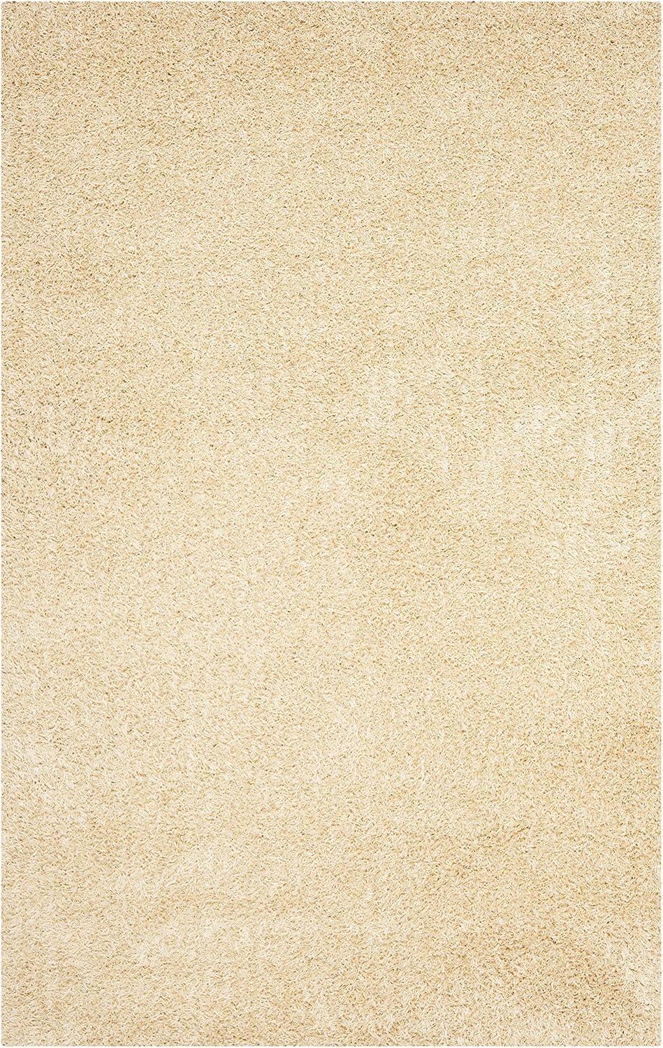 SAFAVIEH Clyde Solid Plush Polyester Shag Area Rug, Cream, 6' x 9'