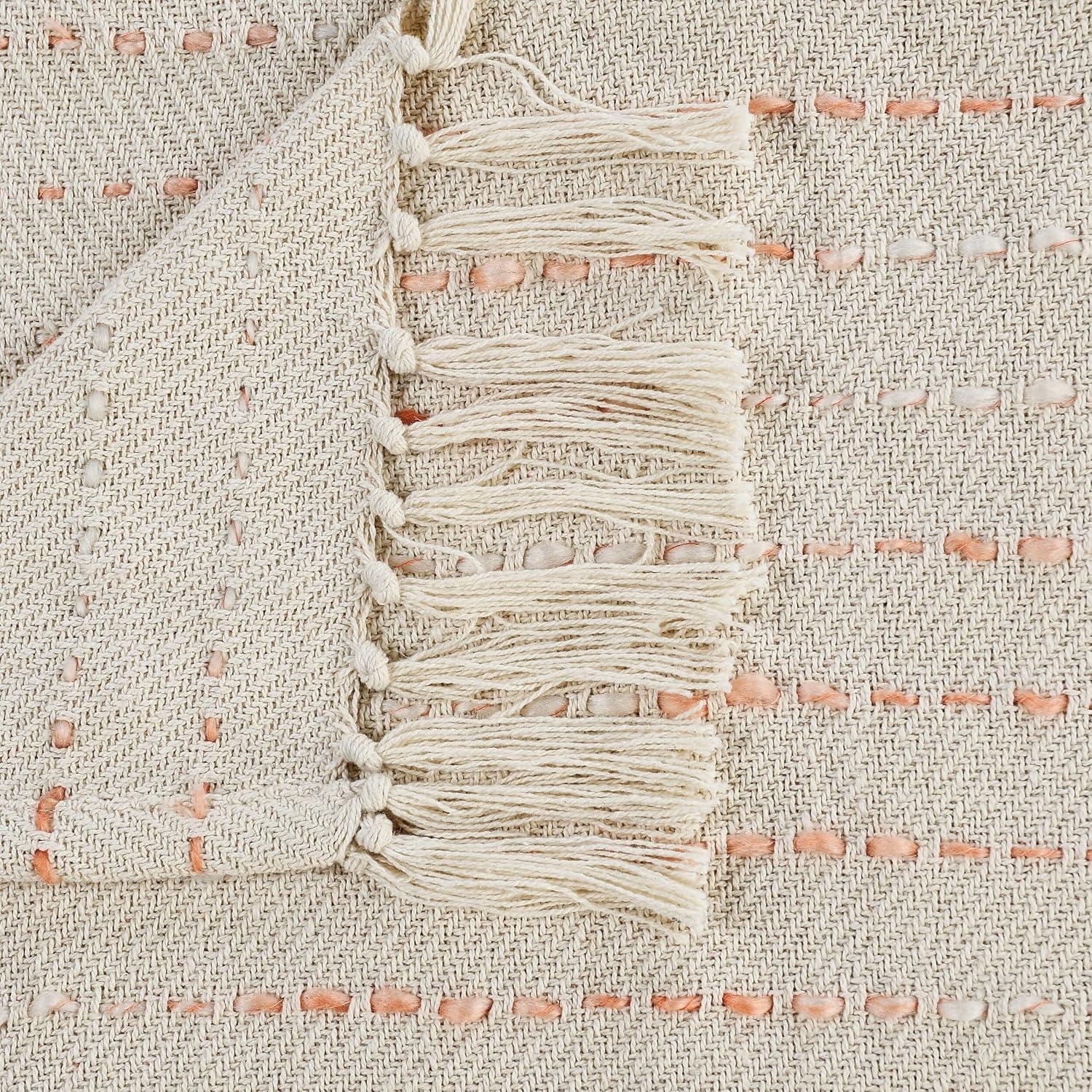 Deep Ombre Striped Handmade Woven Throw Blanket with Fringe