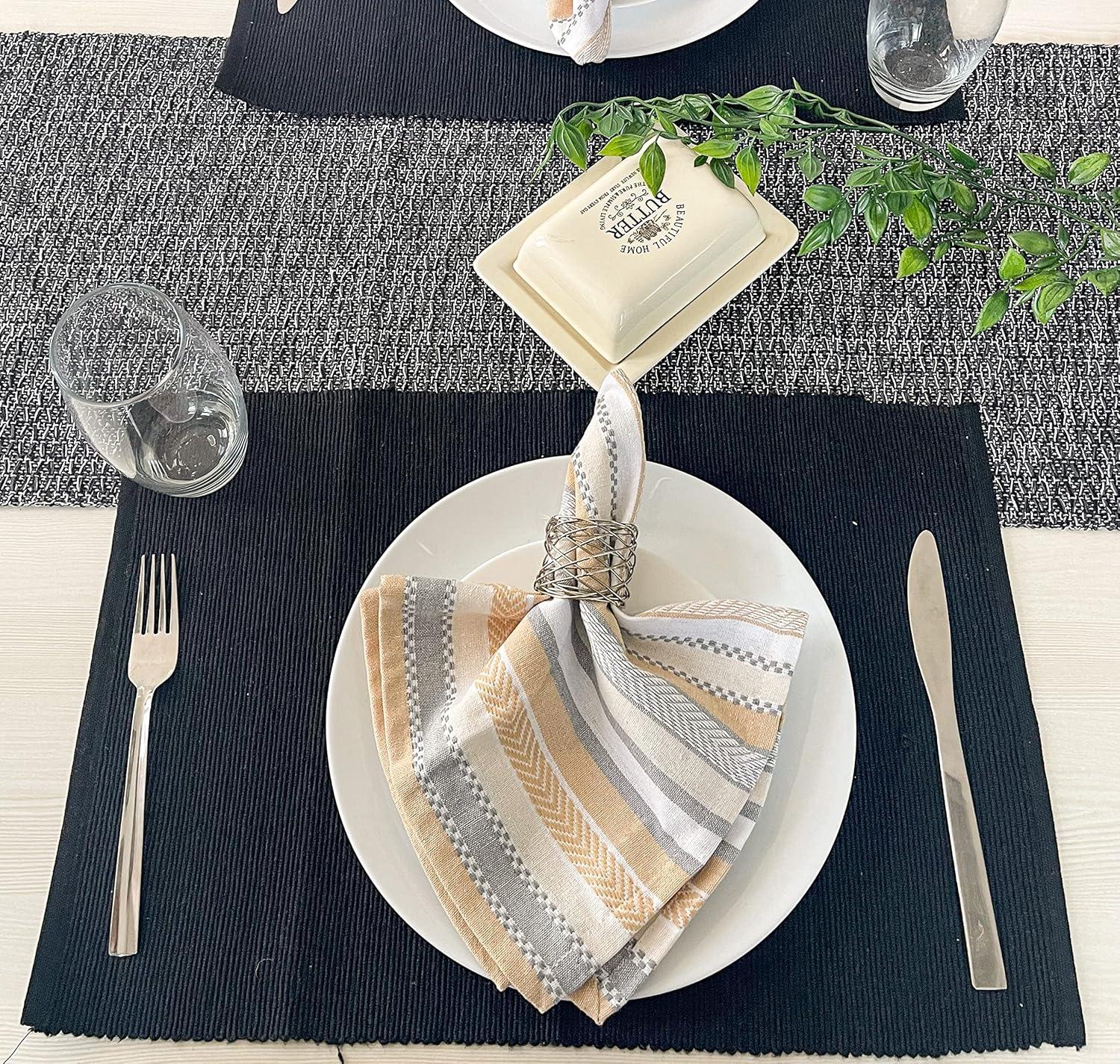 Black Ribbed Placemat (Set of 6)