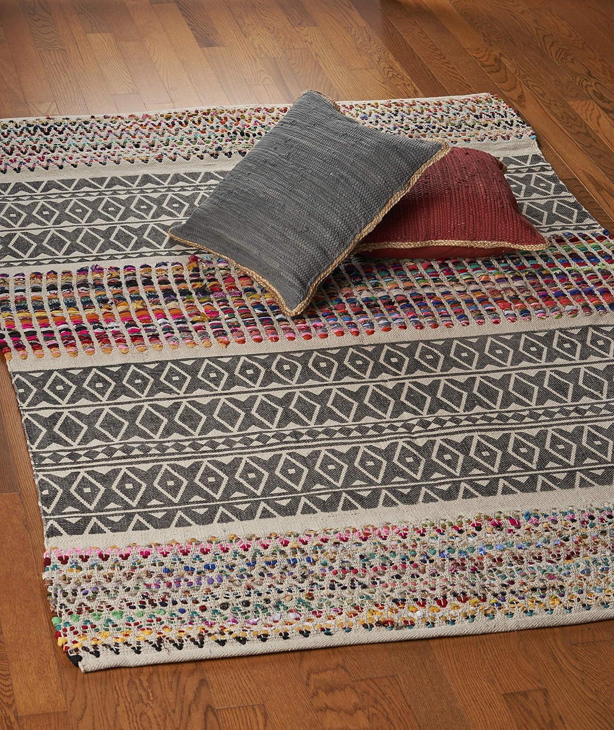 Vogue Geometric Gray Cotton & Synthetic 3' x 5' Area Rug