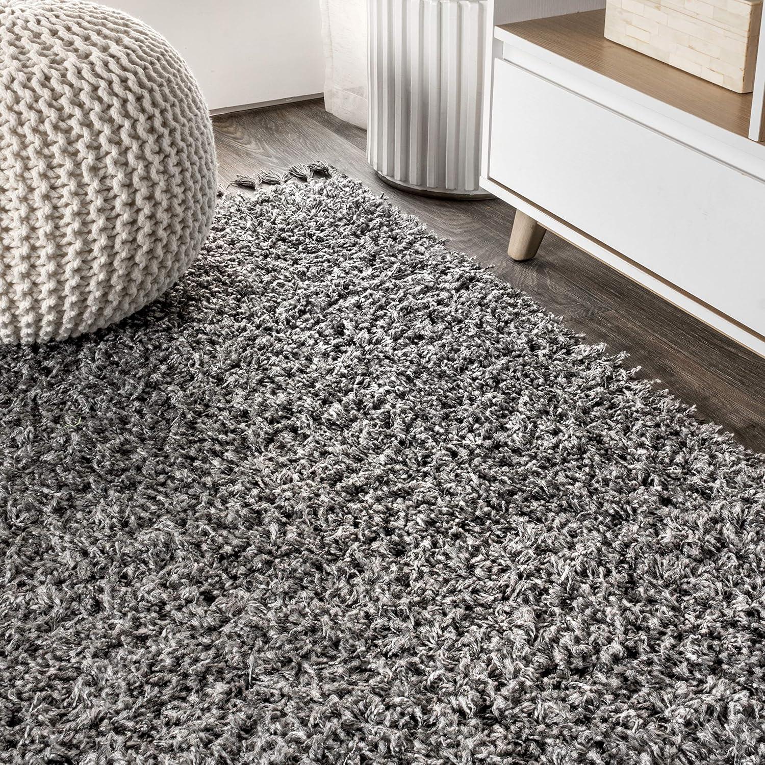 3'x5' Mercer Shag Plush Tassel Area Rug, Cream - JONATHAN Y