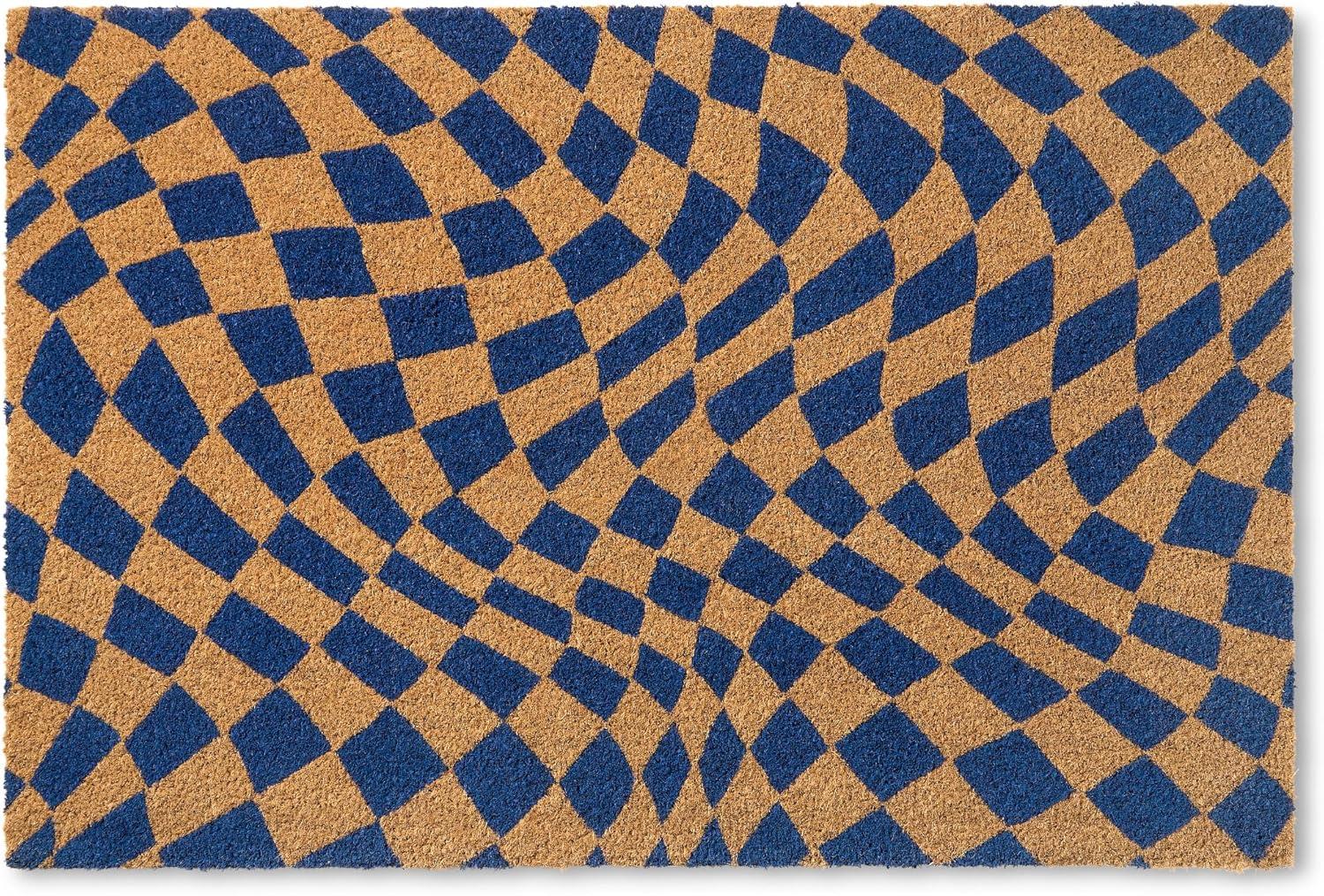 Town & Country Living TOWN & COUNTRY LIVING Emmett Groovy Checkerboard Non-Slip Indoor Outdoor Door Mat