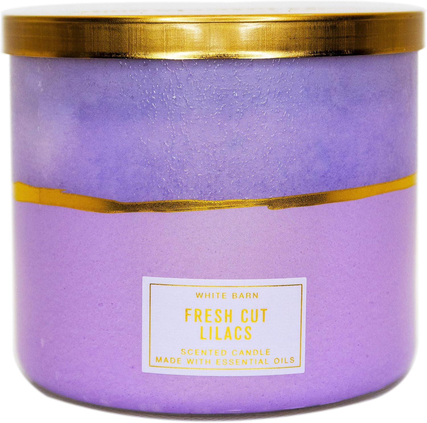 White and Purple Scented 3-Wick Candle with Essential Oils