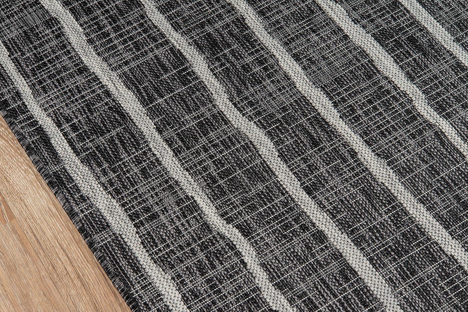 Charcoal Abstract Braided Edge Synthetic Area Rug 7'10" x 10'10"