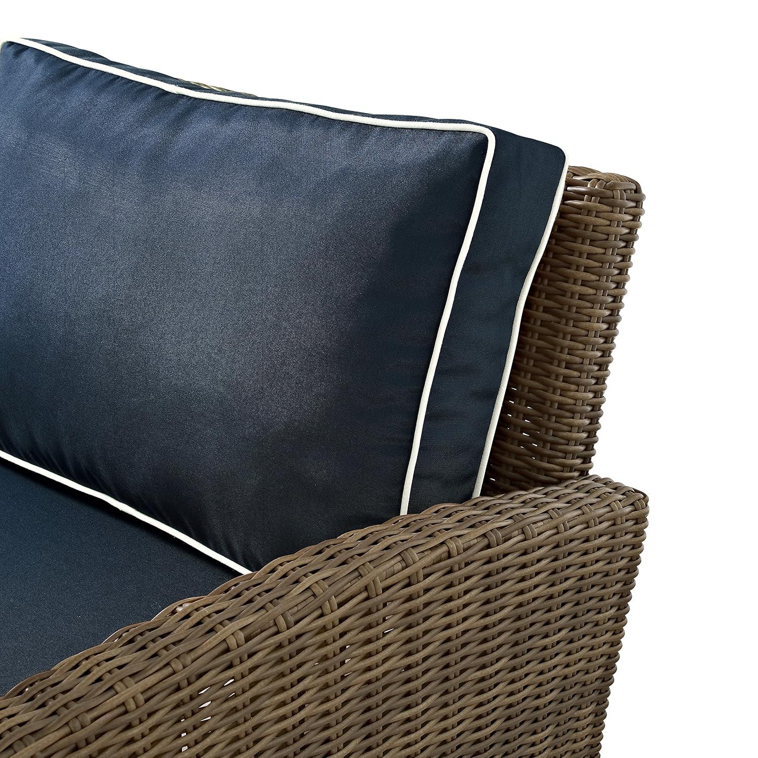 Bradenton 4pc Outdoor Wicker Conversation Set - Navy - Crosley: Steel Frame, UV-Resistant, with Polyester Foam Cushions
