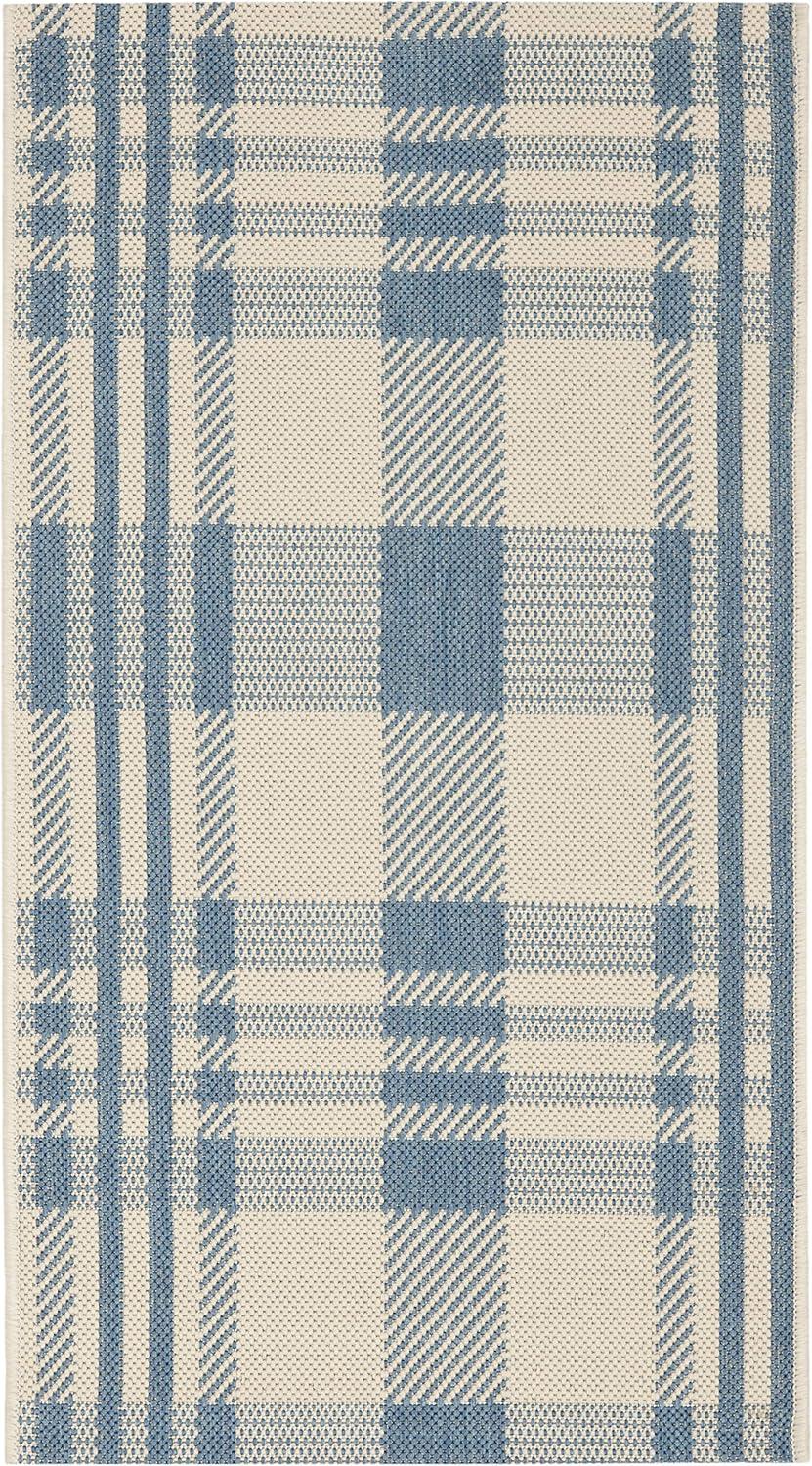 Courtyard CY6201 Power Loomed Indoor/Outdoor Accent Rug - Beige/Blue - 2'x3'7" - Safavieh.