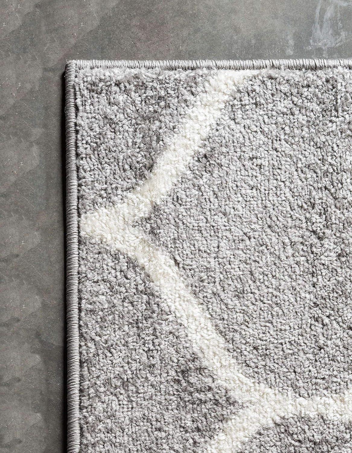 Unique Loom 9' 0 x 12' 0 Trellis Frieze Rounded Light Gray Area Rug