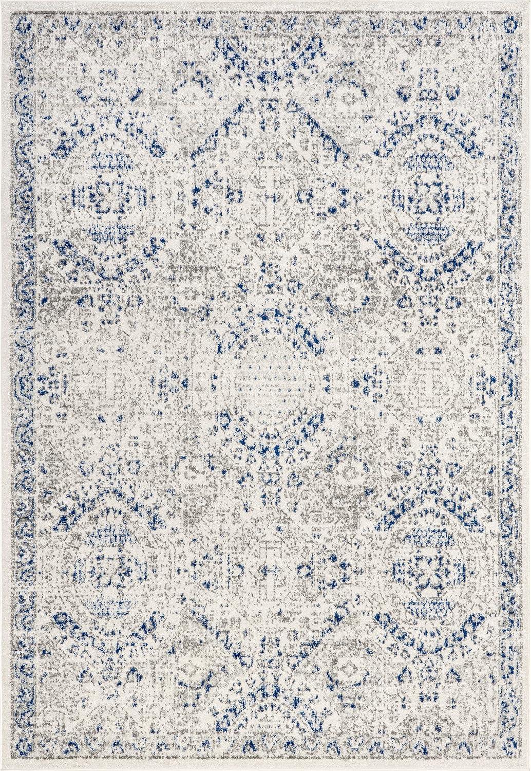 Vintage Minta Easy-Care Cotton Area Rug, 10' x 14', Blue