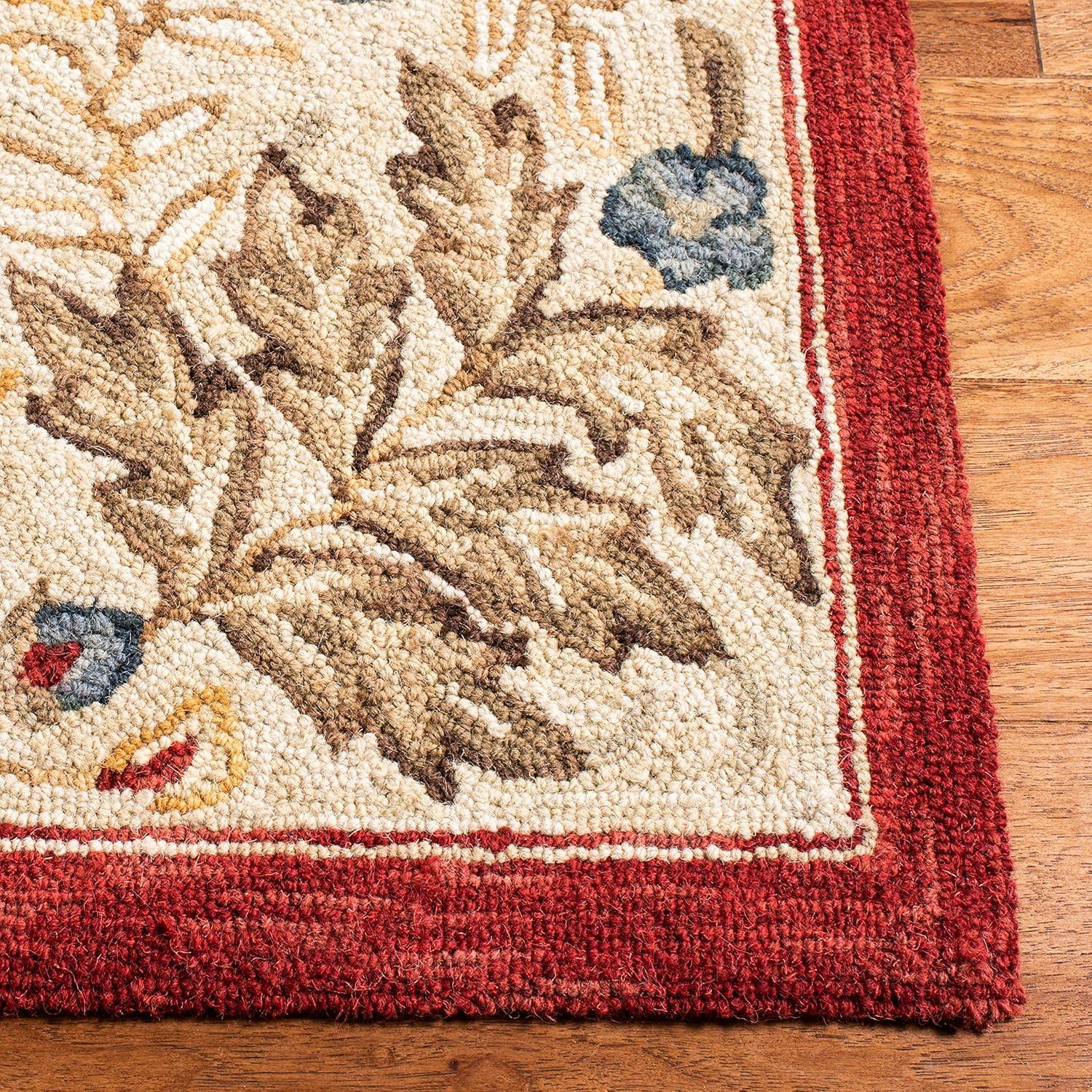 Chelsea HK140 Hand Hooked Area Rug - Red/Ivory - 3'9"x5'9" - Safavieh.
