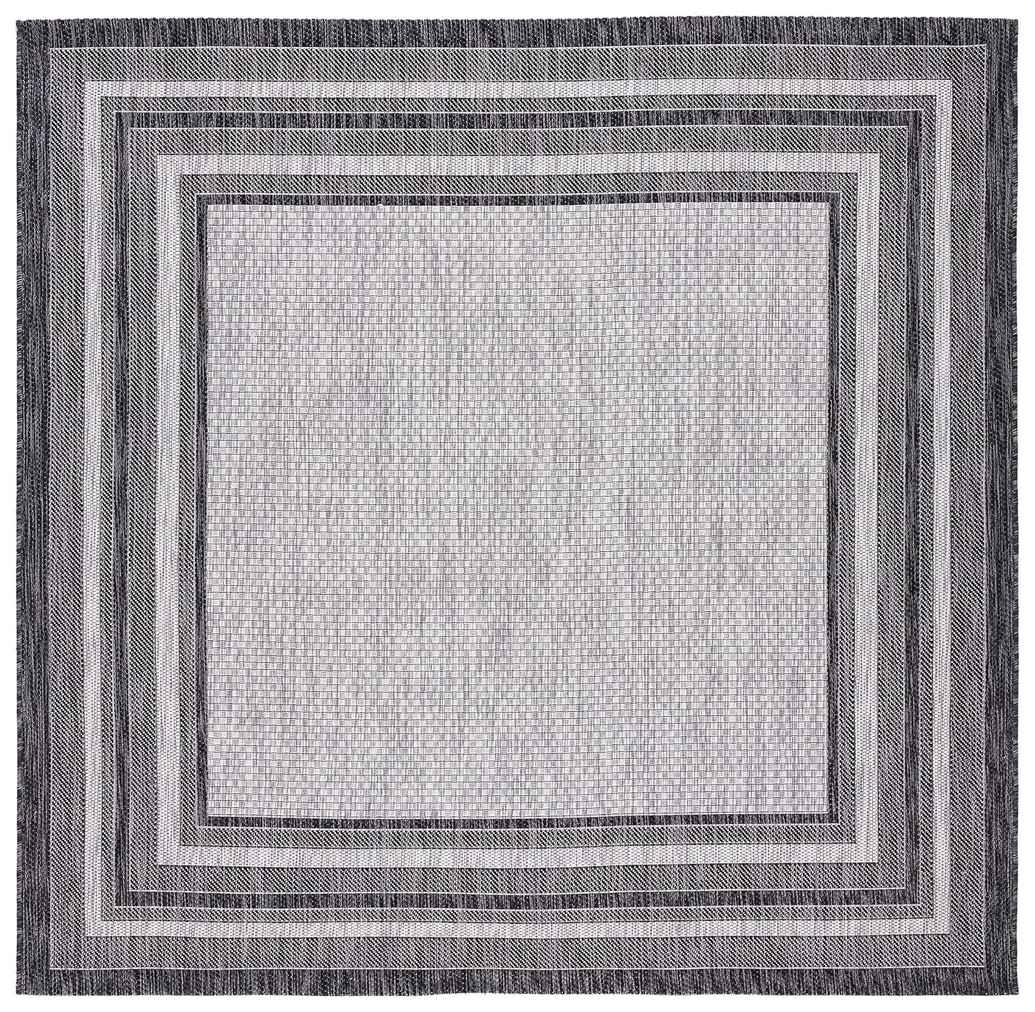 Courtyard CY8475 Power Loomed Indoor and Outdoor Area Rug - Light Grey/Black - 6'7"x6'7" - Safavieh