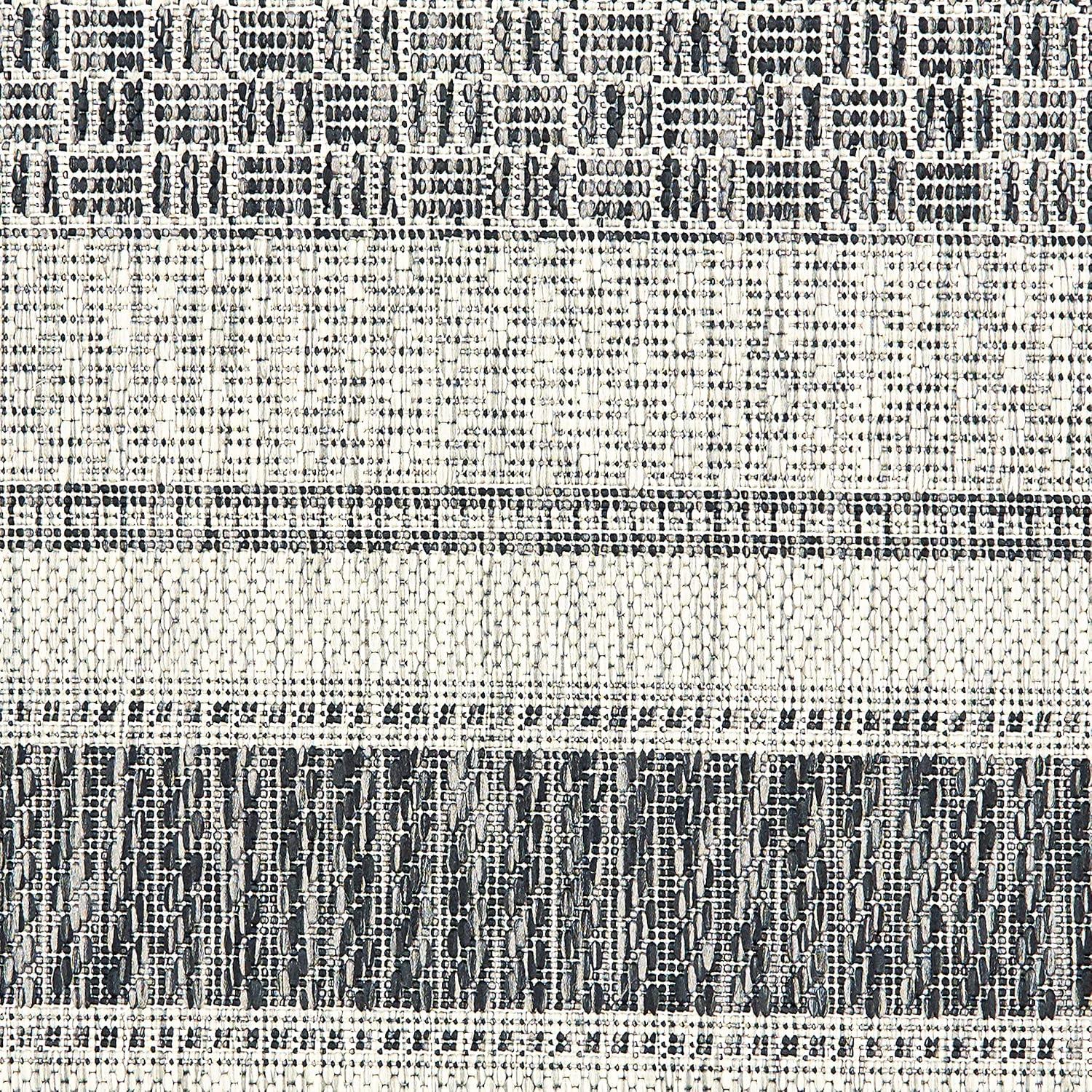 Sabina Machine Made Modern Contemporary Geometric Indoor/Outdoor Area Rug, Gray and Black, 7'9" x 9'9"