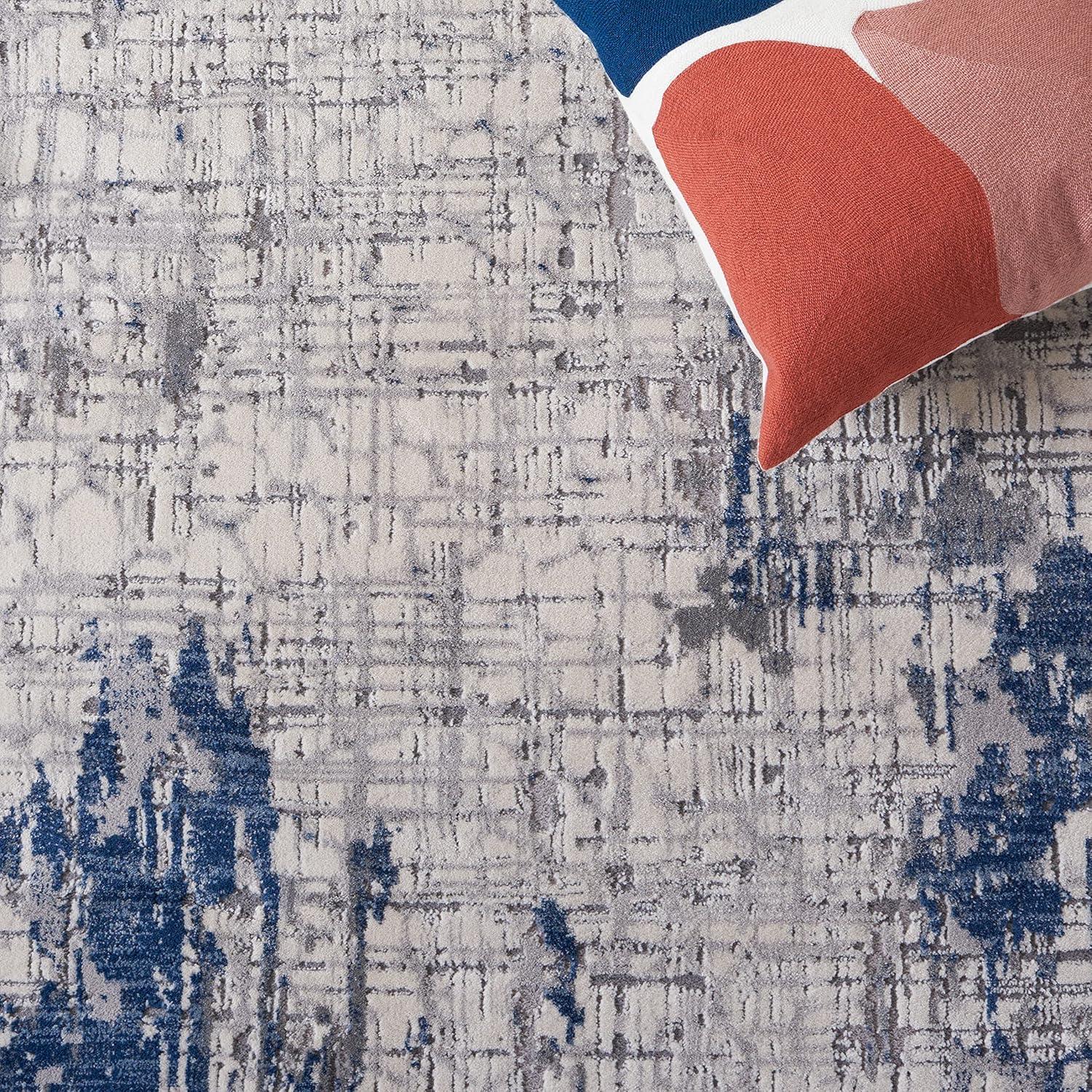 SAFAVIEH Meadow Bairre Abstract Area Rug, Ivory Grey/Blue, 6'7" x 9'