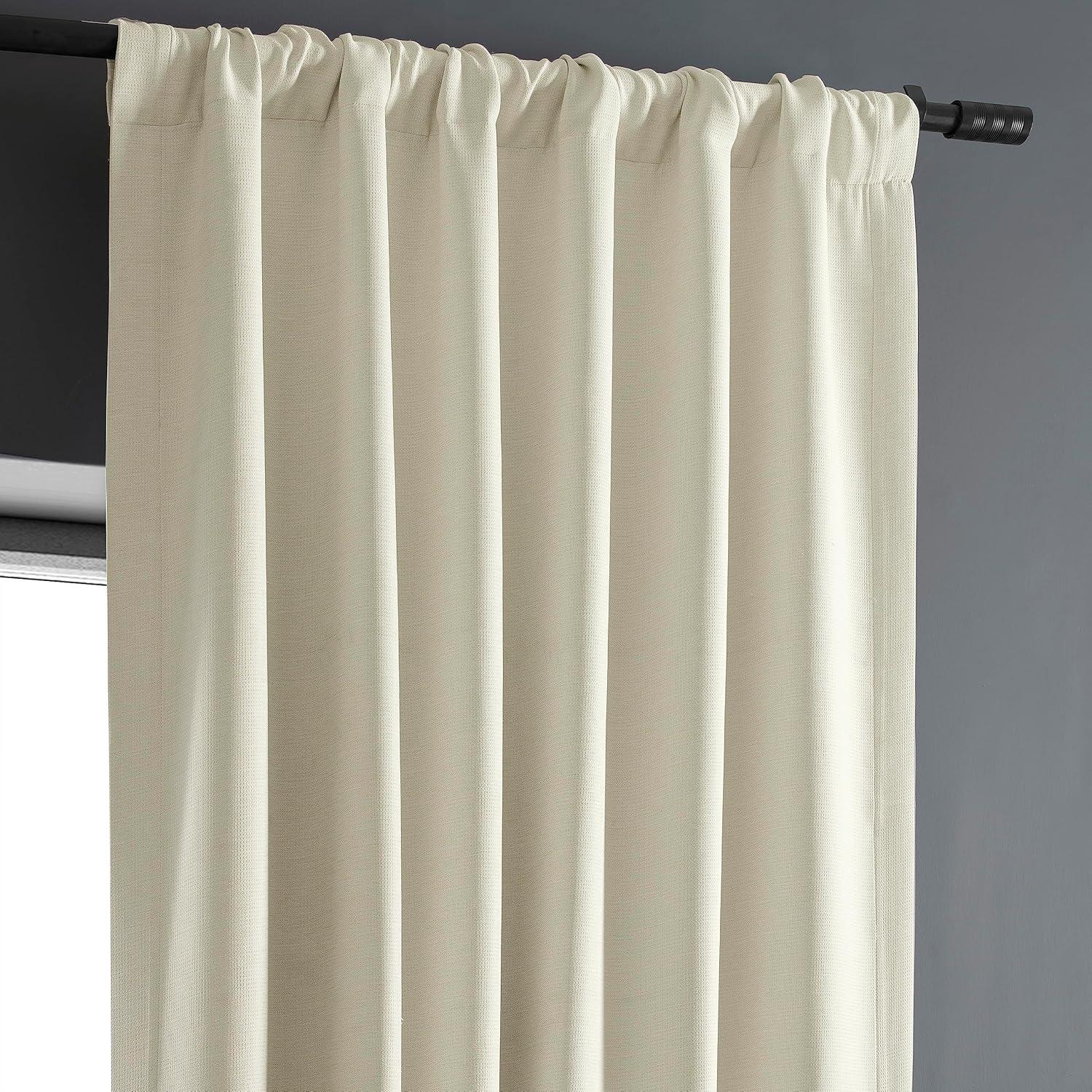 White Puddle Length Blackout Linen-Polyester Window Panel